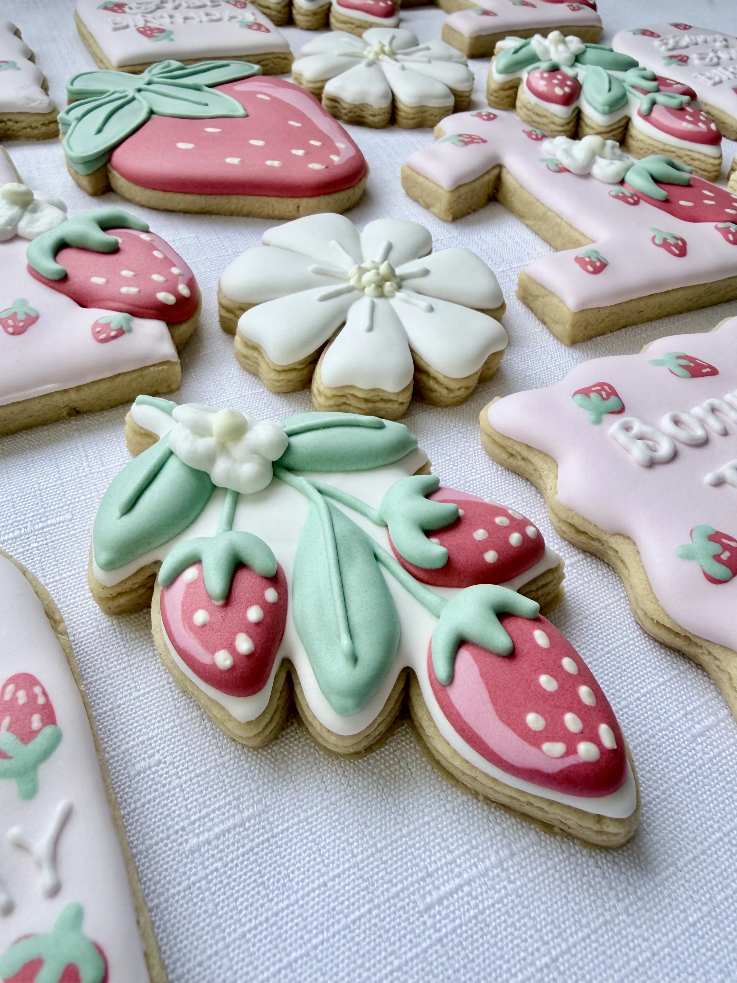 Birthday cookies, Berry first birthday theme, personalised cookies