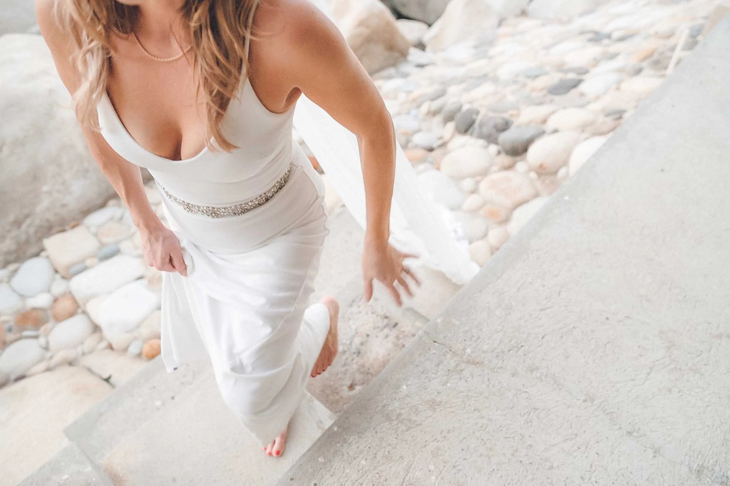 Bride closeup walking from beach in Puerto Vallarta
