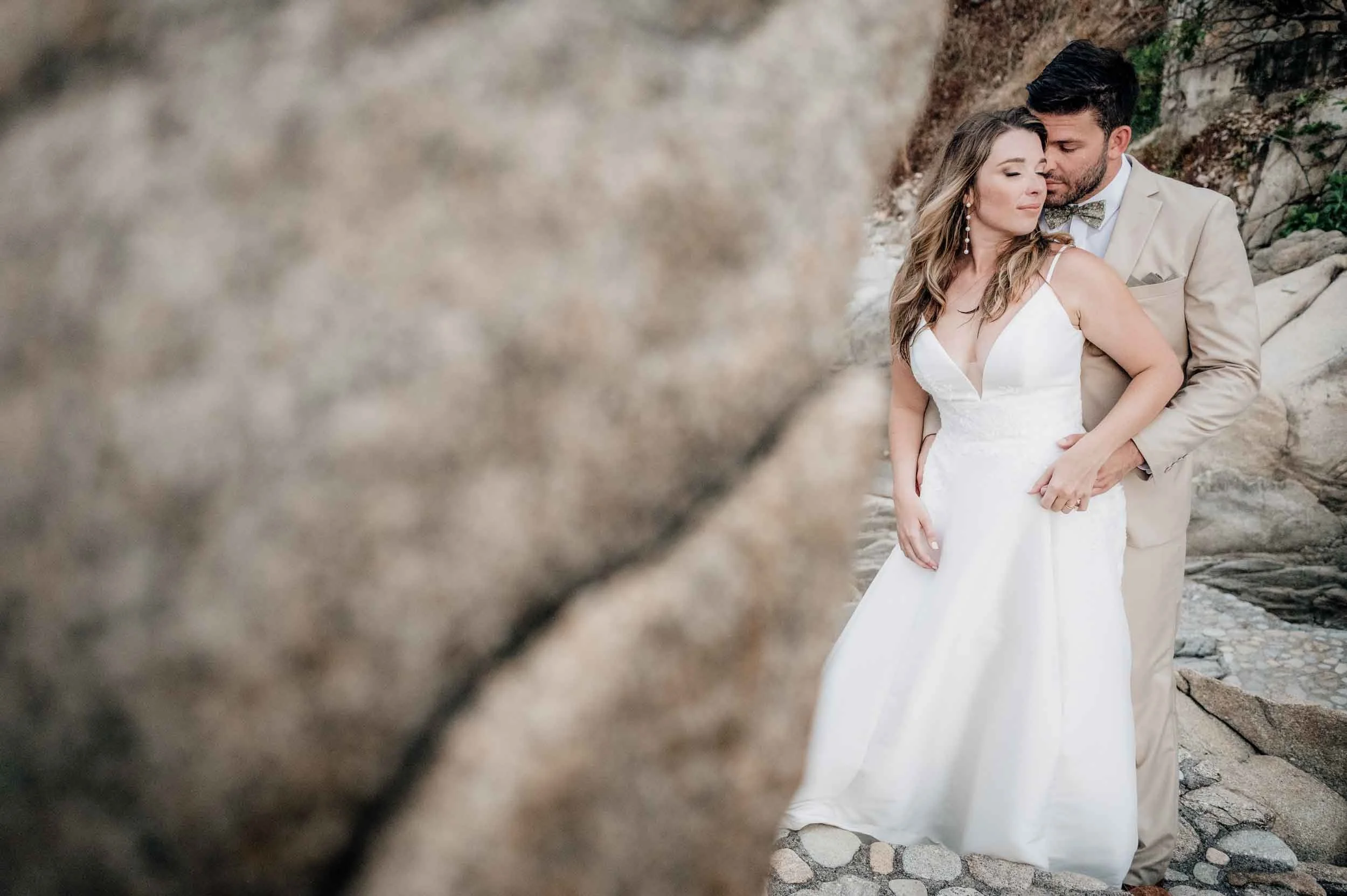 Bride and groom portrait at private villa in Puerto Vallarta
