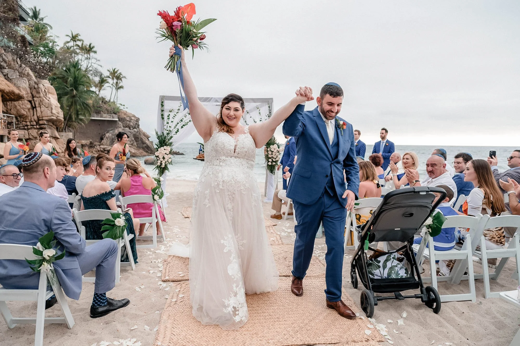 Wedding ceremony exit at the Hyatt Ziva Vallarta.