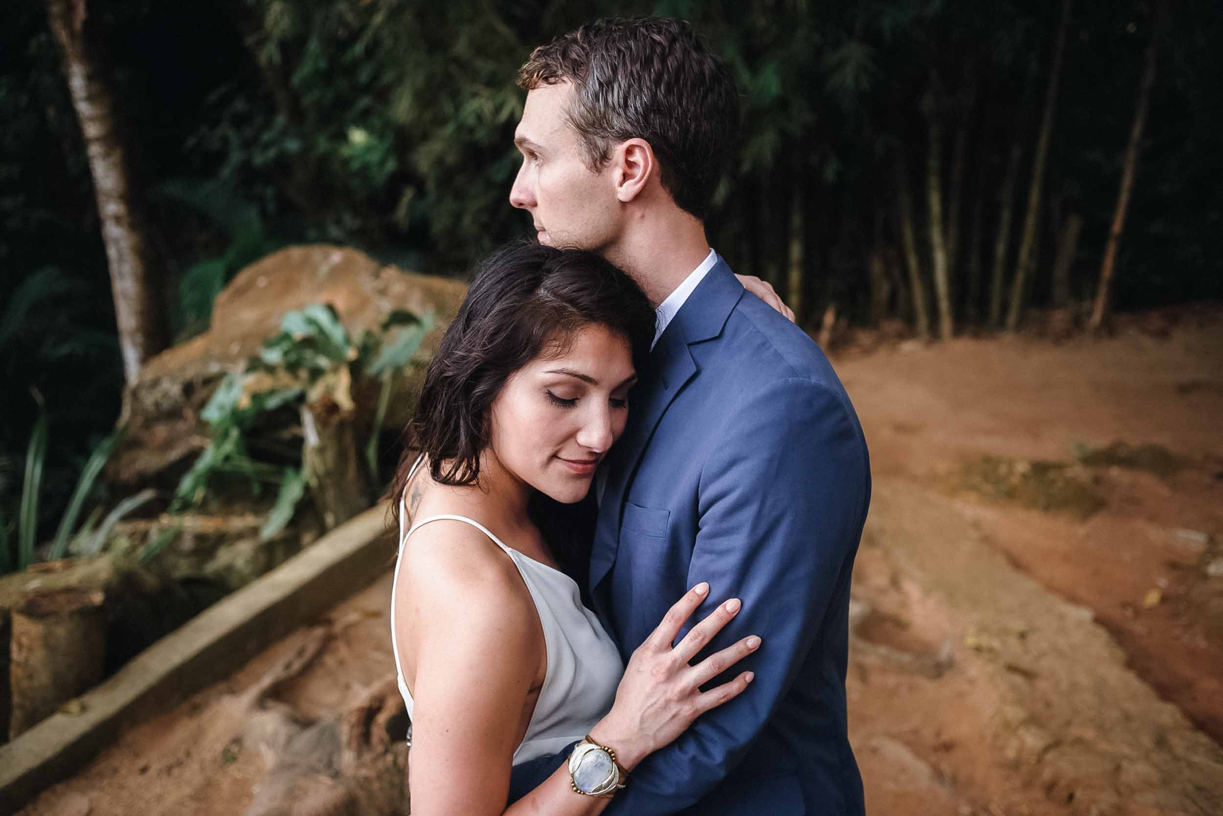 Bride and groom posing for photo session at their Puerto Vallarta beach wedding