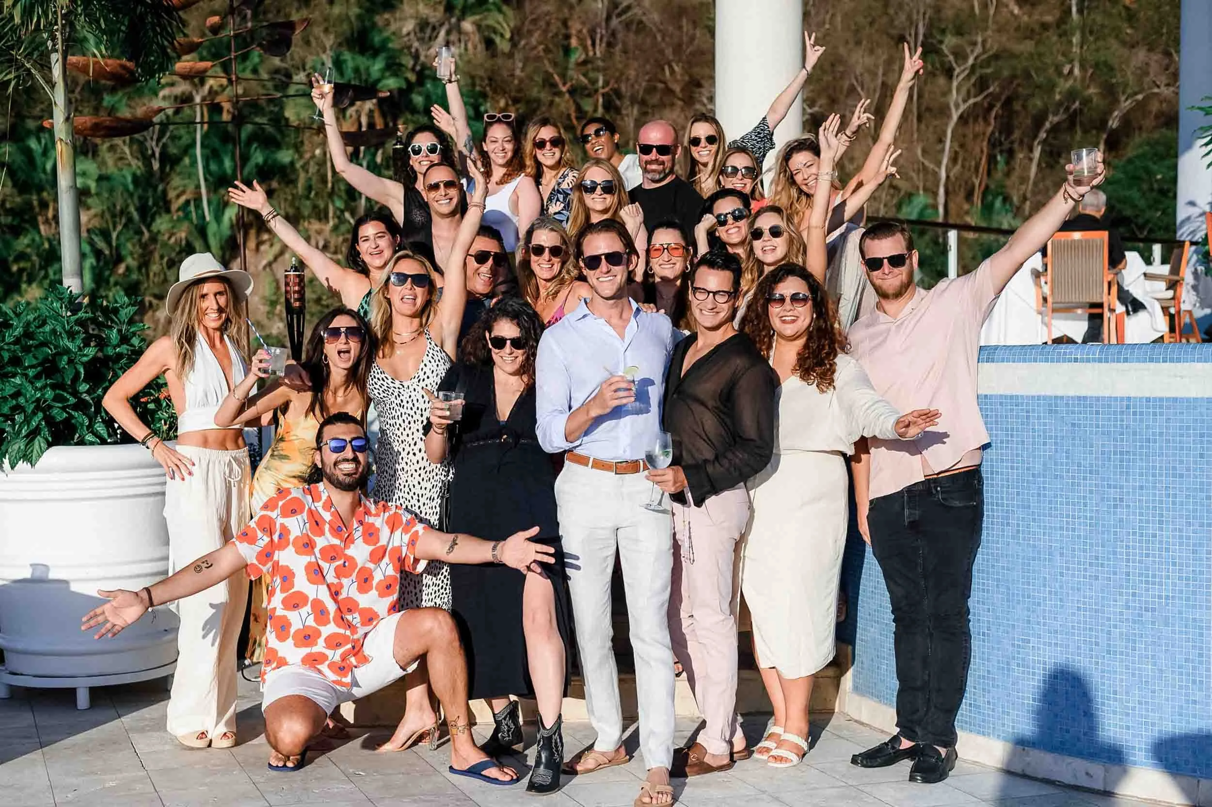 Group photo of birthday celebration at the Grand Miramar in Puerto Vallarta