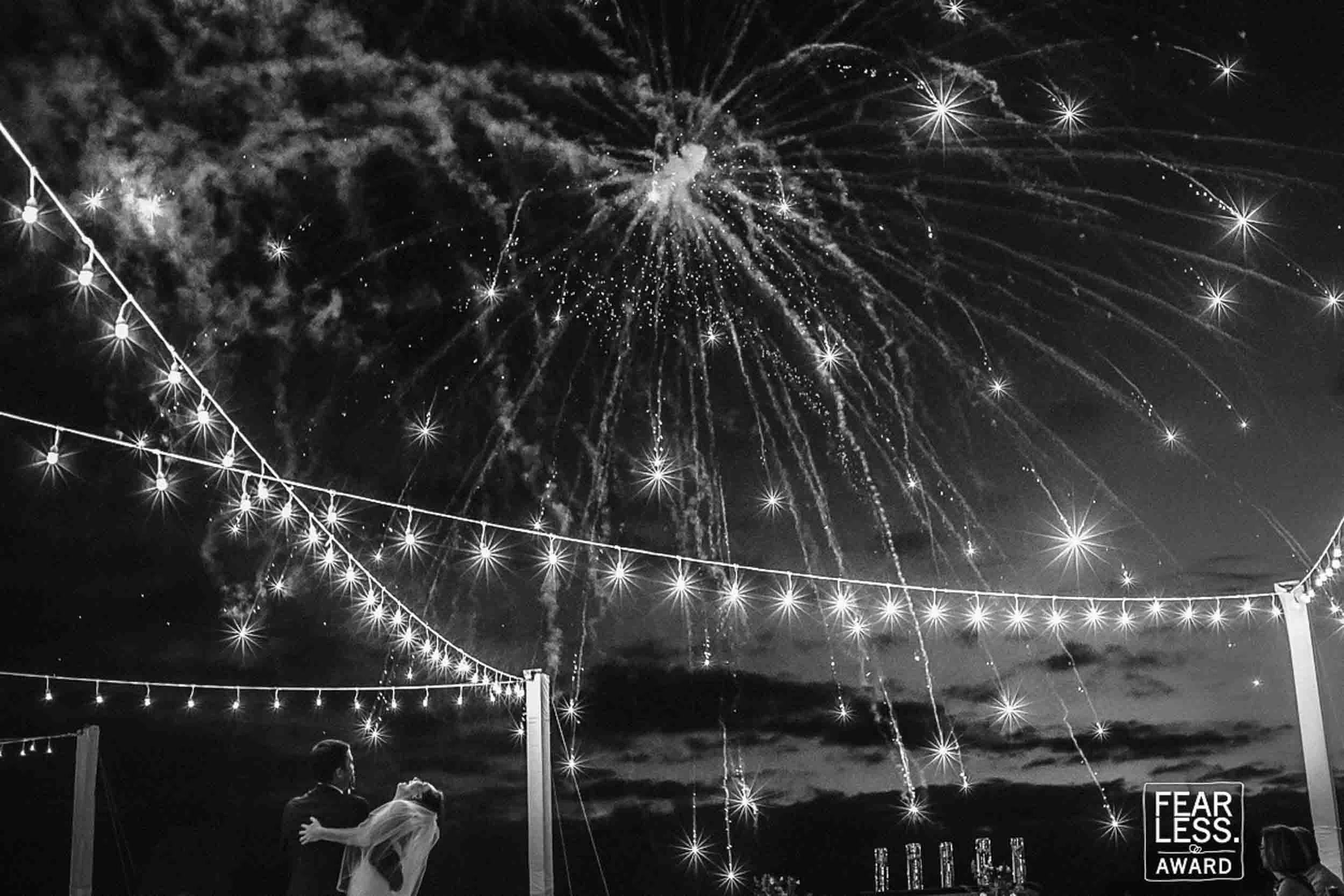 Fireworks at first dance in Puerto Vallarta wedding
