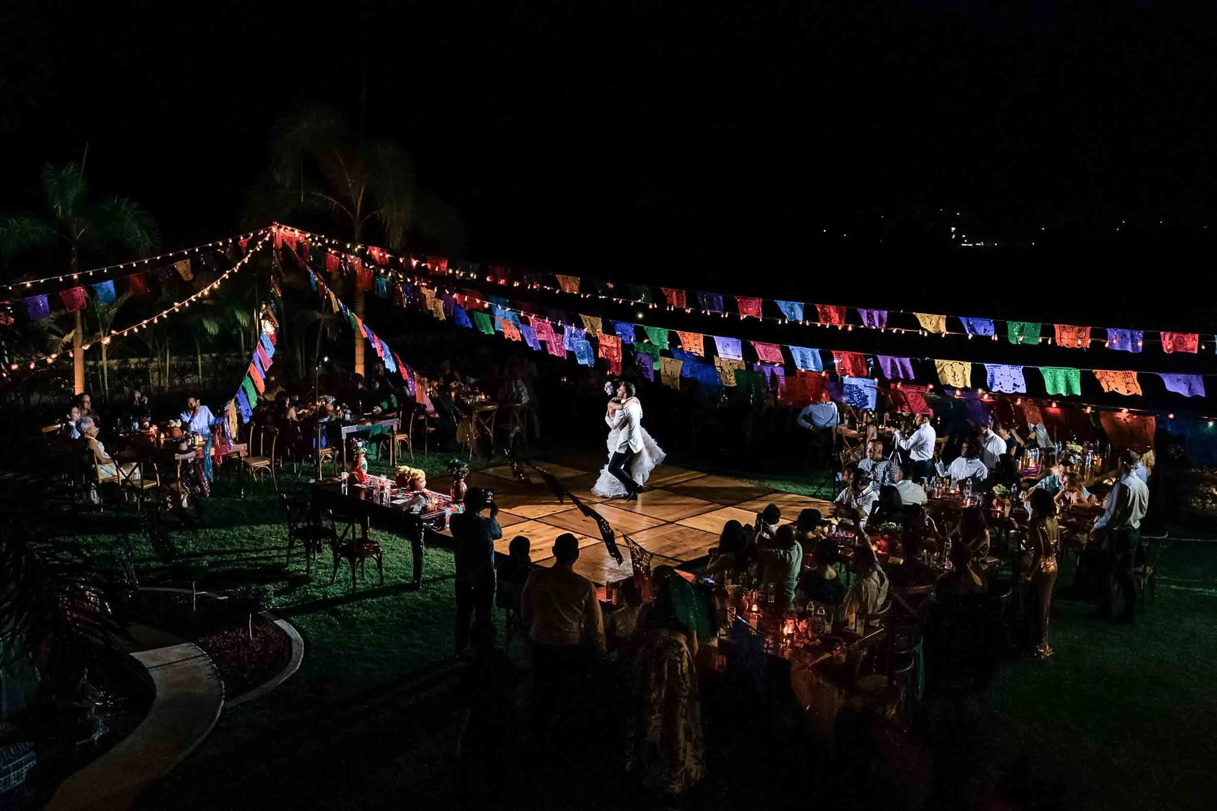 Bride and groom first dance in Mexican wedding ambiance in Puerto Vallarta