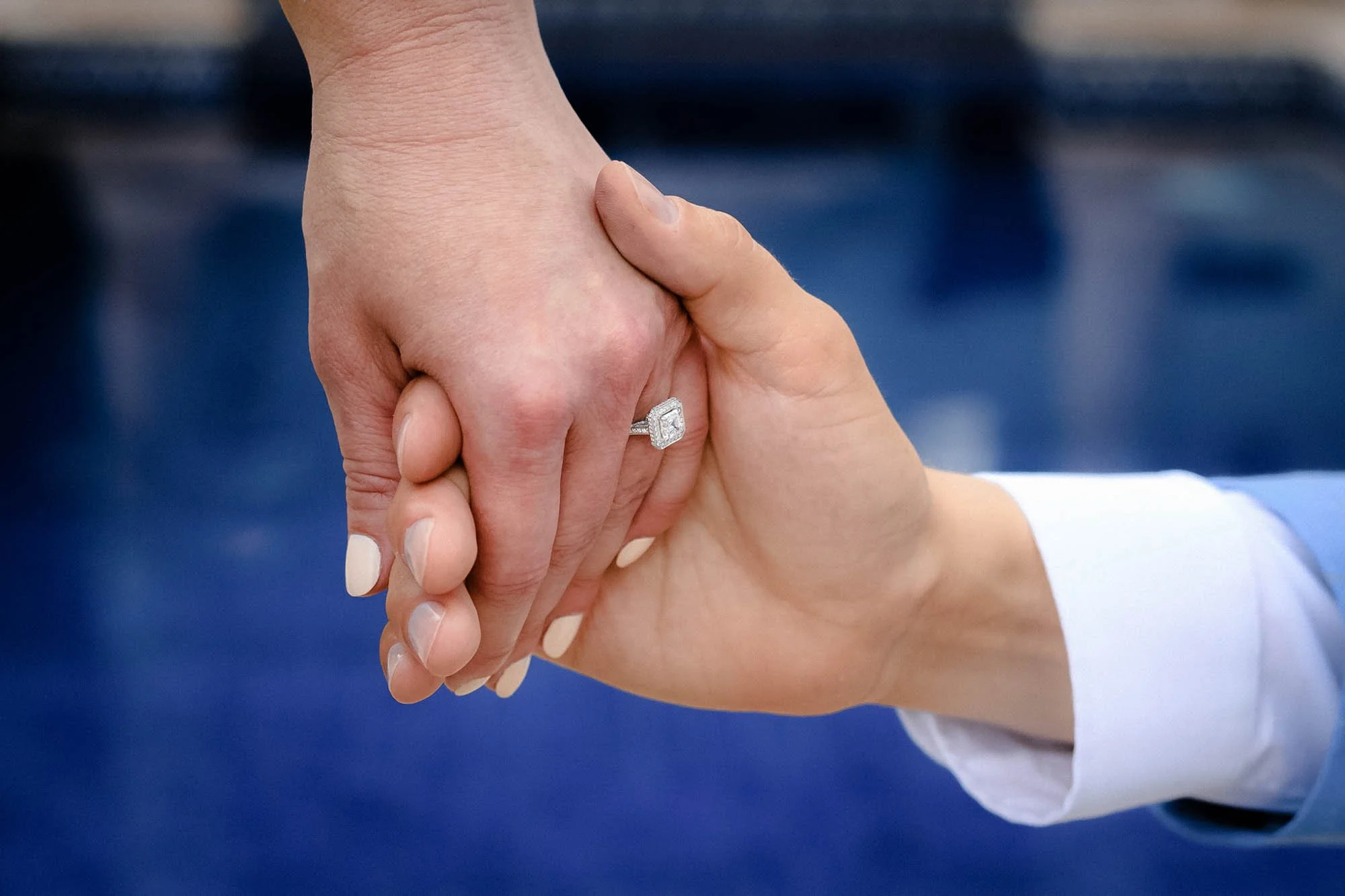Engagement ring closeup engagement downtown Vallarta