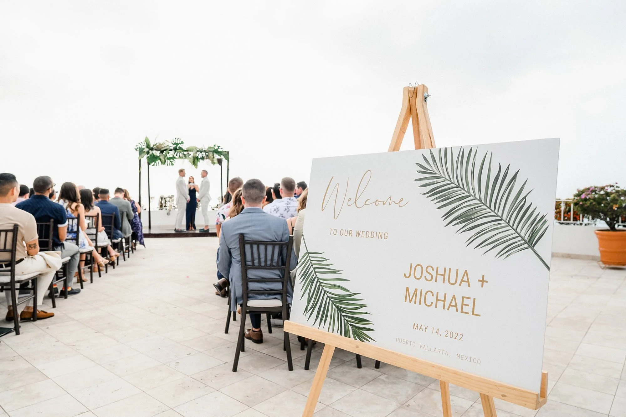 Ceremony view of gay wedding in the Grand Miramar luxury Resort.