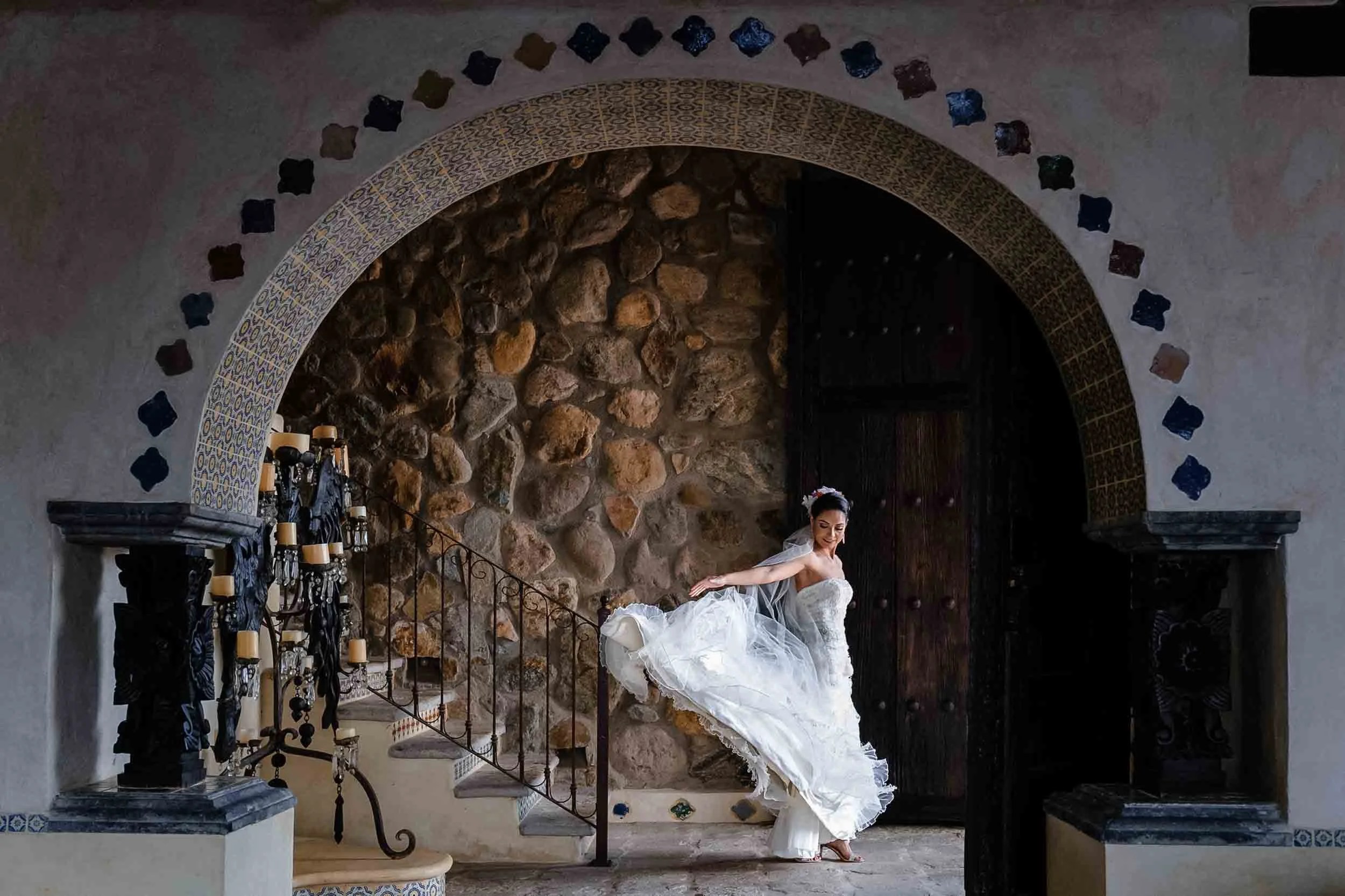Bride and wedding dress portrait at Mexican wedding in Puerto Vallarta