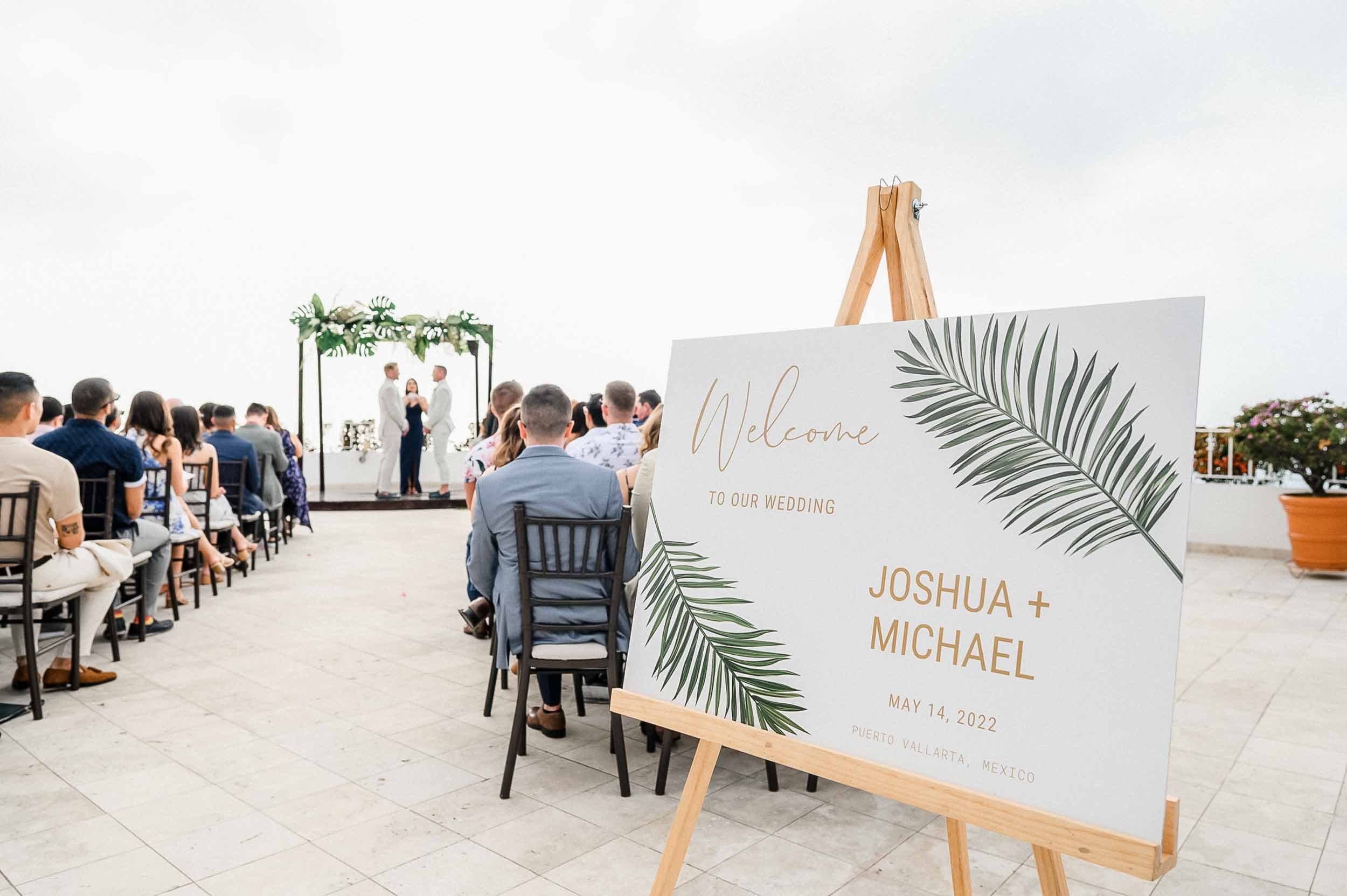 Ceremony view of gay wedding in the Grand Miramar luxury Resort in Puerto Vallarta