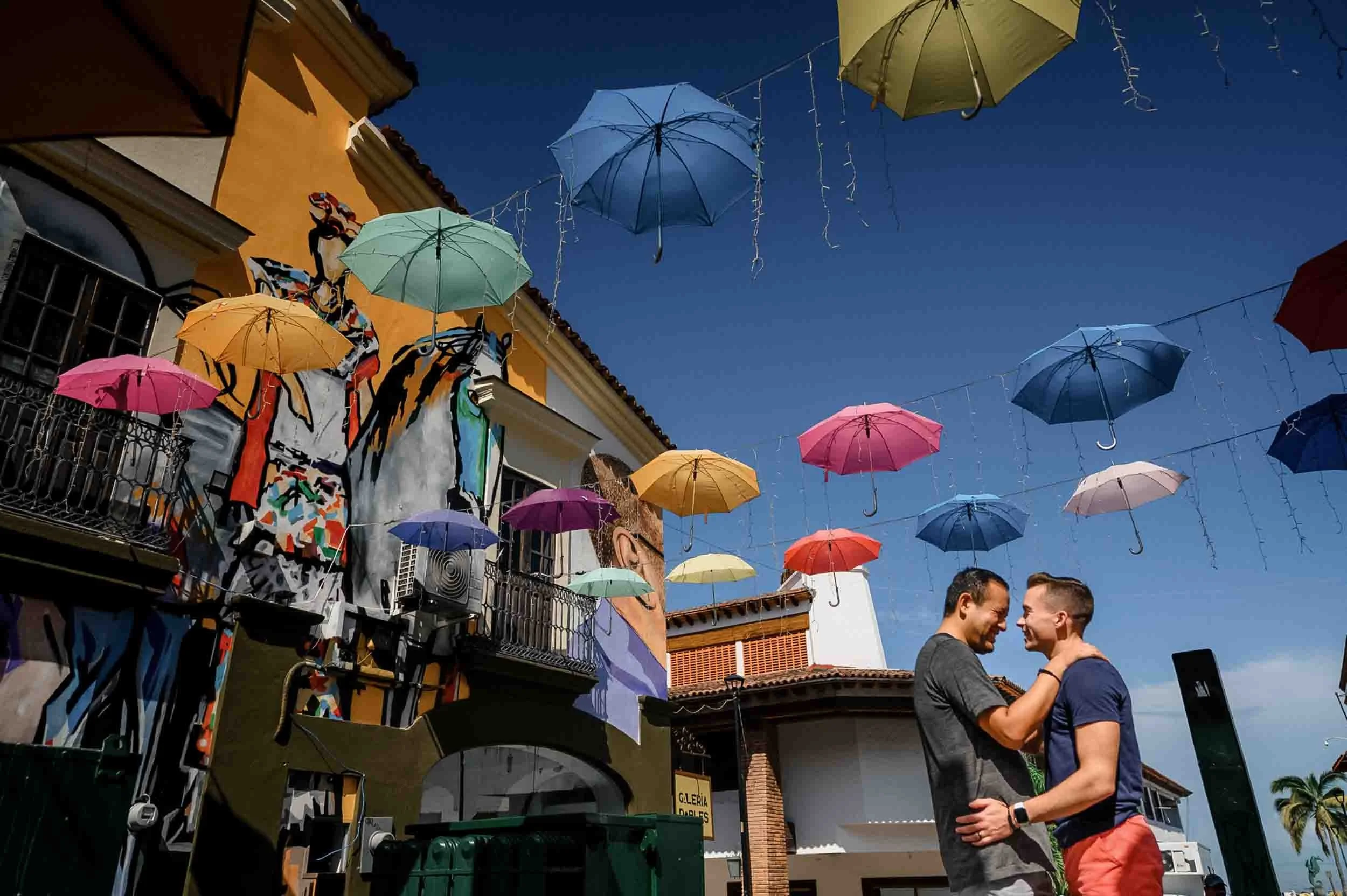 Gay engagement session in downtown Vallarta
