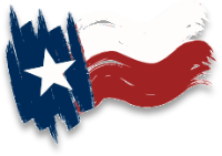 Texas state flag with a blue border, white star, and red and white stripes.