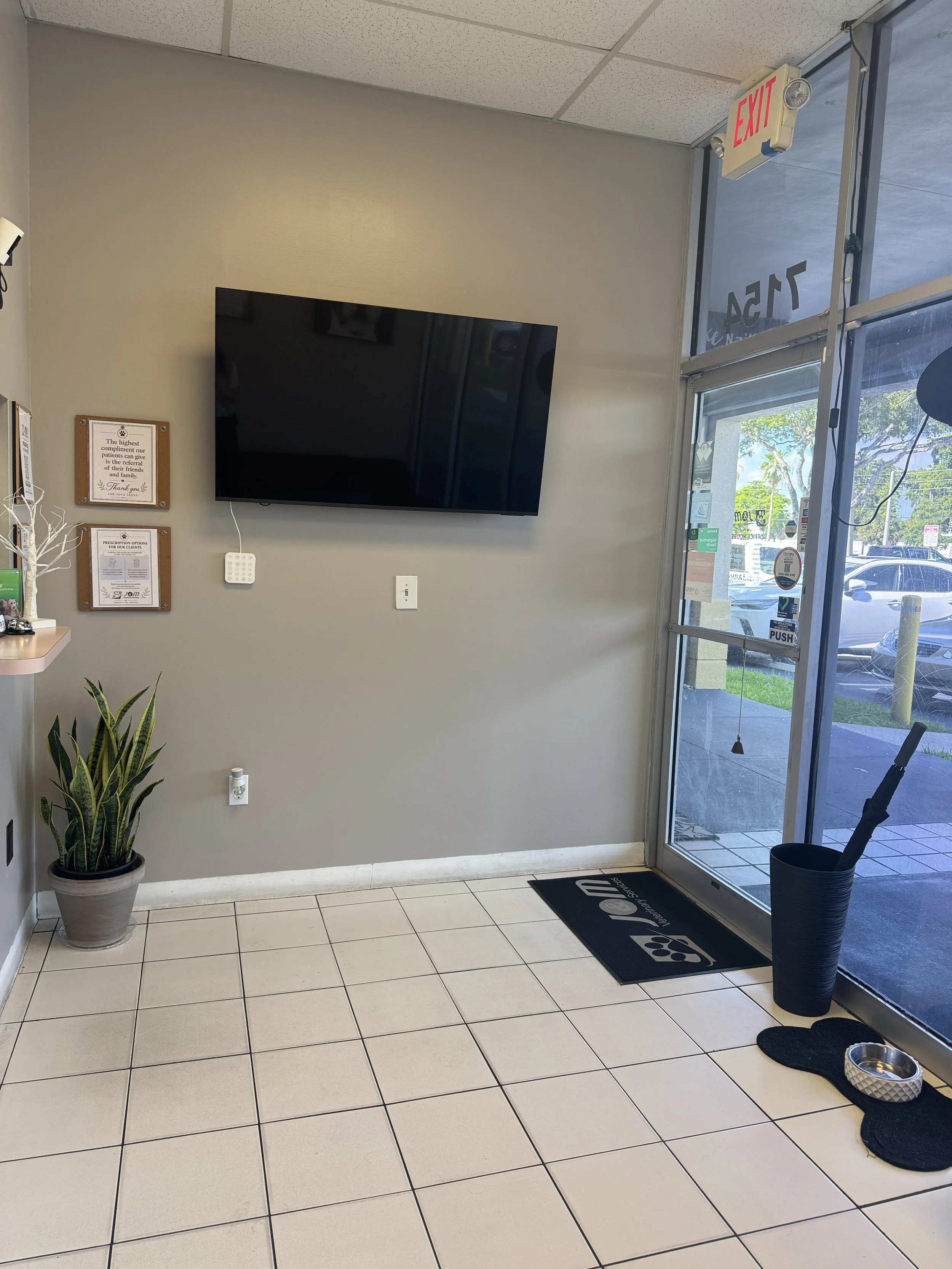 Friendly reception area at J&M Veterinary Services.