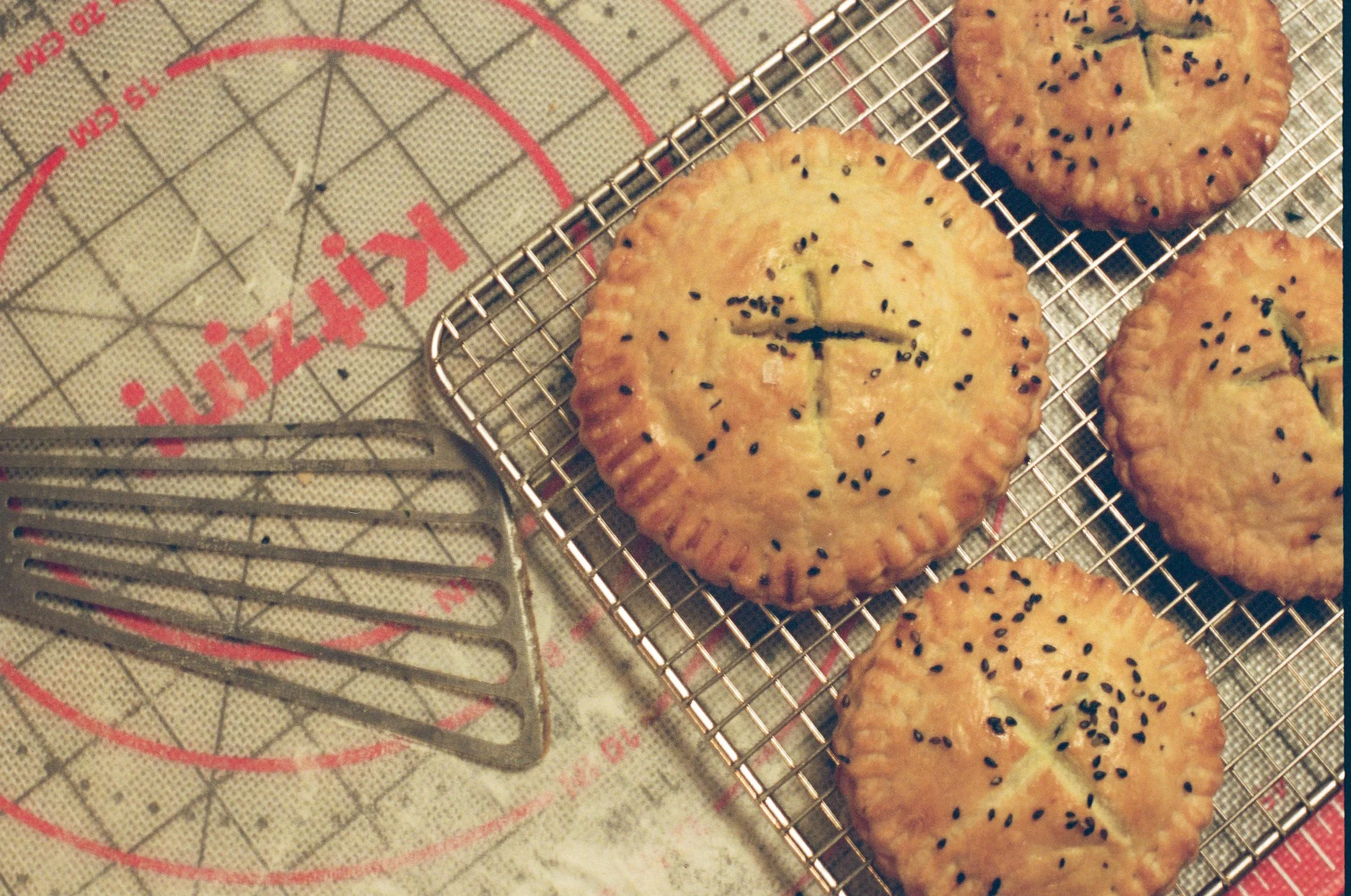 Chard and feta hand pies for Marie Antoinette themed birthday dinner