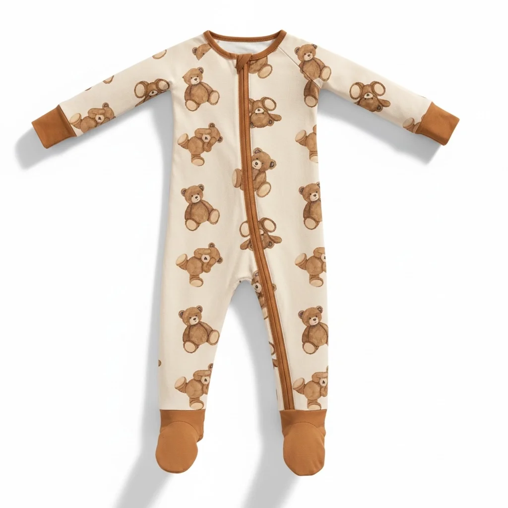 Teddy Bear Baby Bamboo Zipper Romper