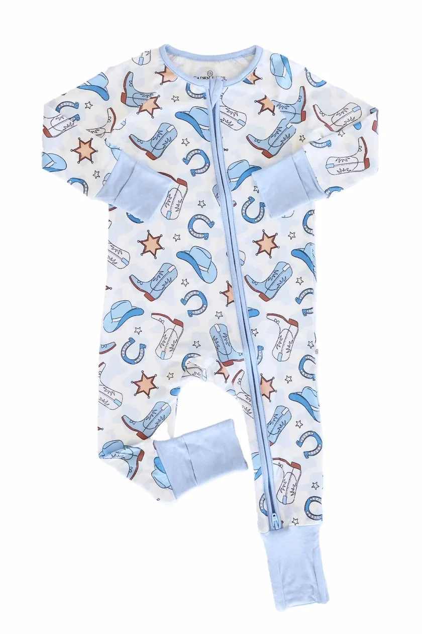 Rodeo Dreams Convertible Bamboo Zip Romper | Blue