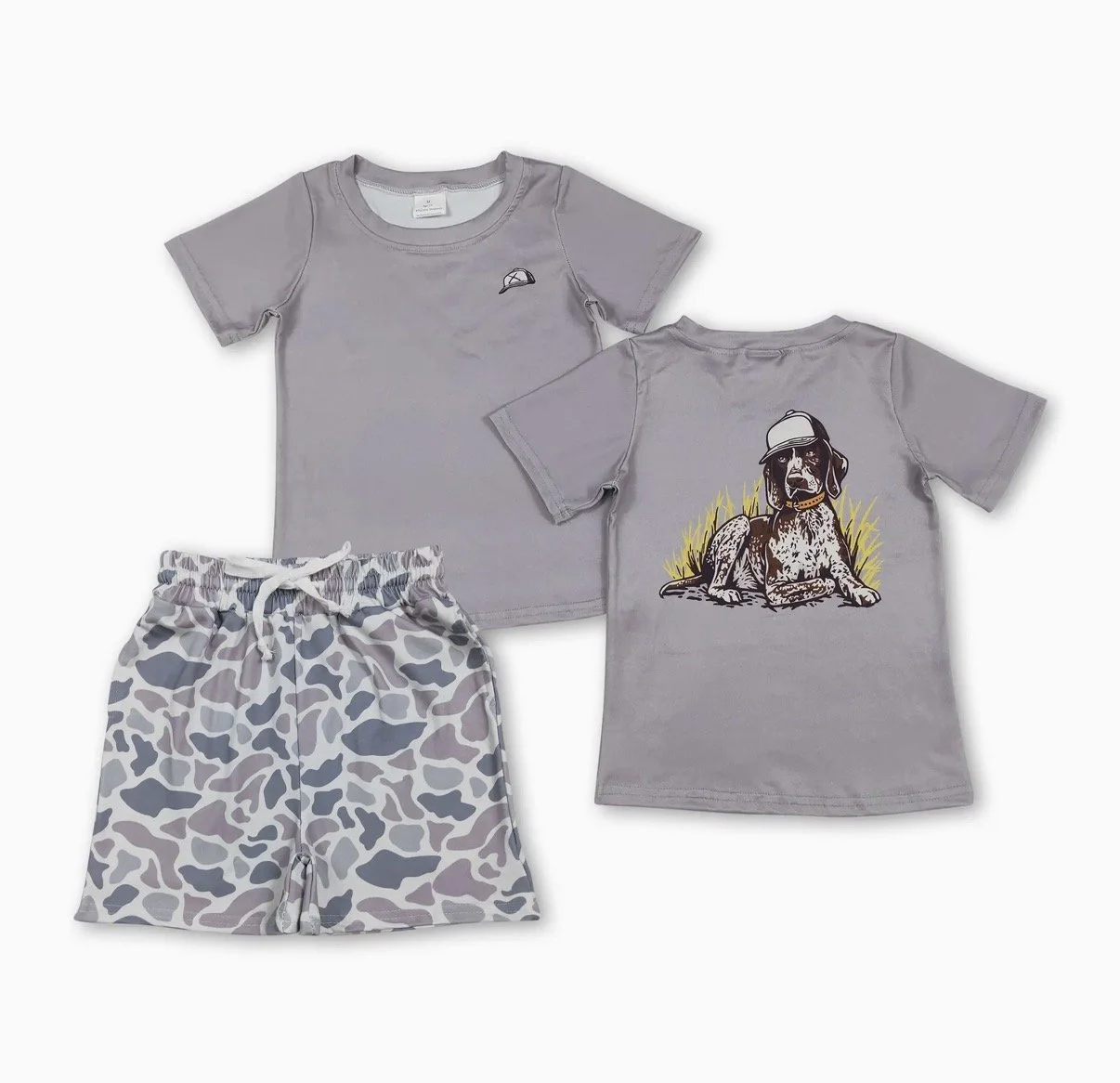 short sleeves dog top grey camo shirts kids boys clothing