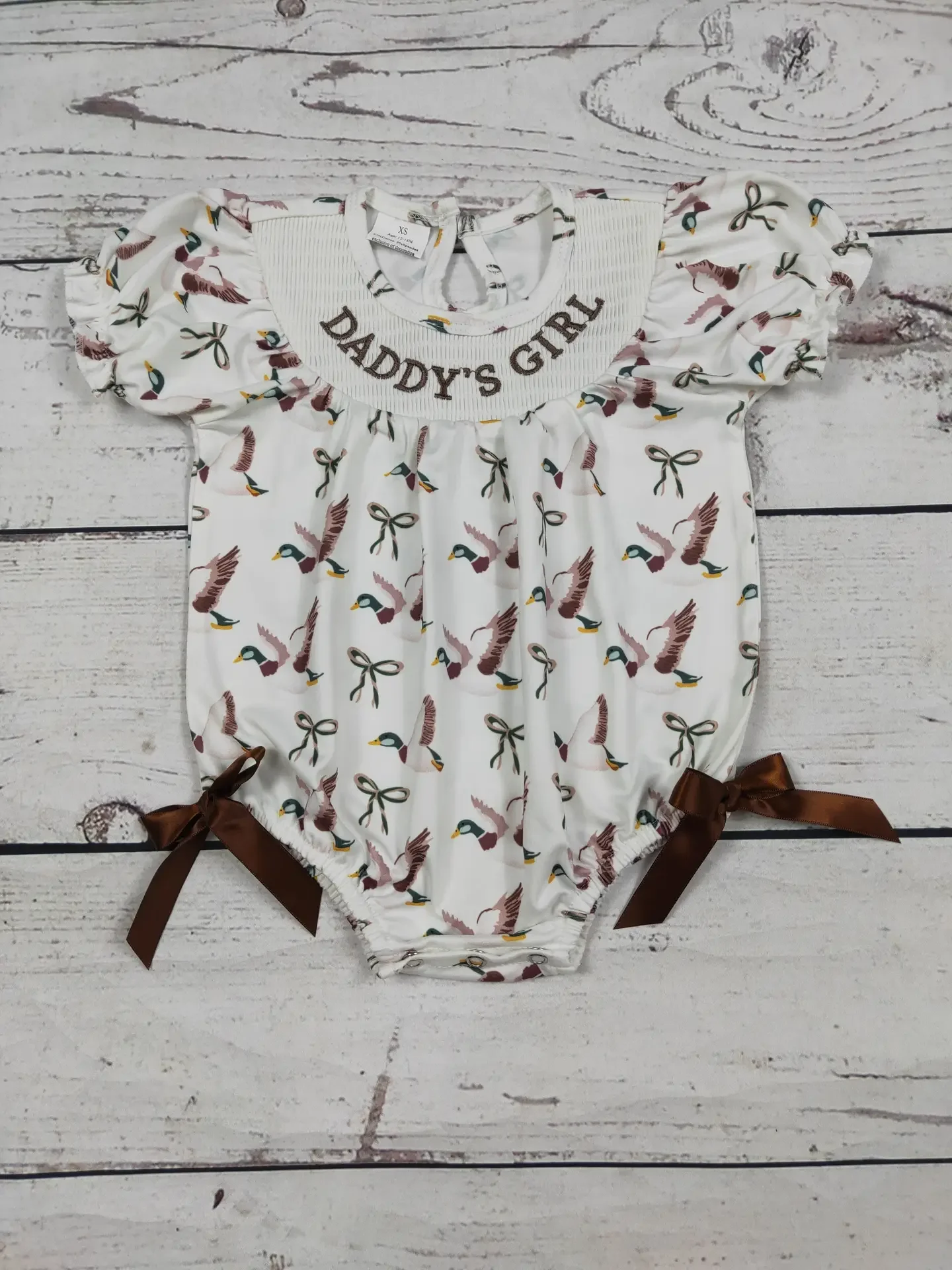 Duck Printed Daddy's Girl Smocked Bubble