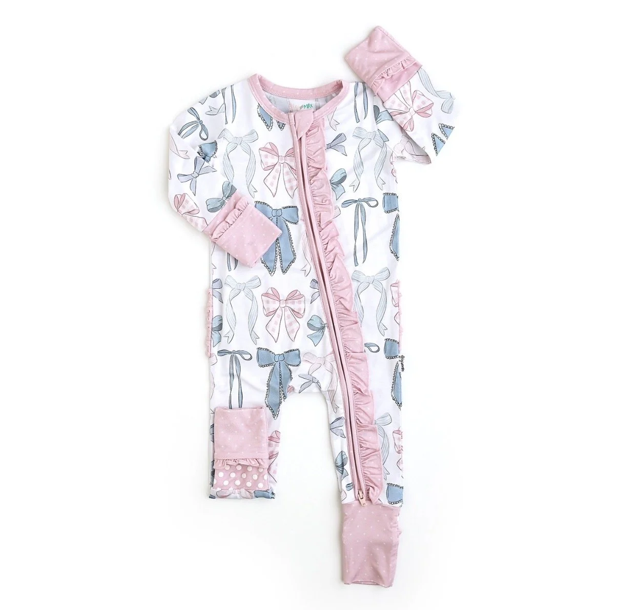 Samantha bows ruffle bamboo sleeper