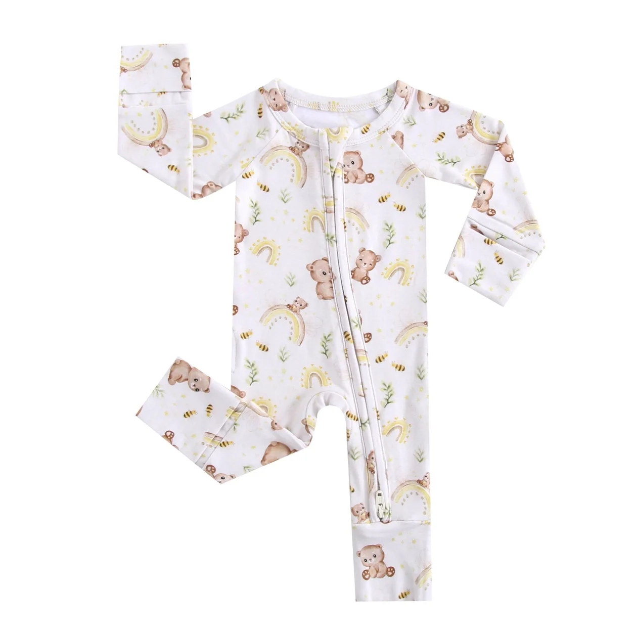 Sweet As Honey Zip Baby Outfit Nicu Friendly Bear Footie
