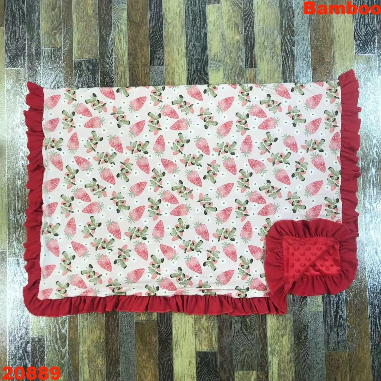 Strawberry Bamboo Minky Blanket