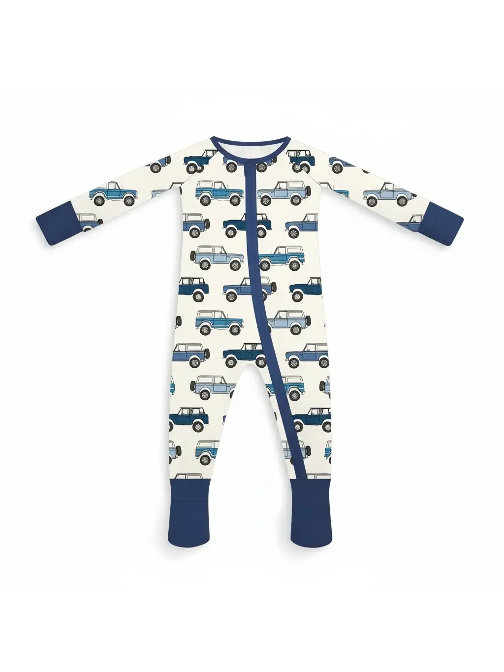 Vintage Cars Bamboo Zipper Romper
