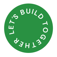 Green circular badge with white text that says 'LET'S BUILD TOGETHER'.