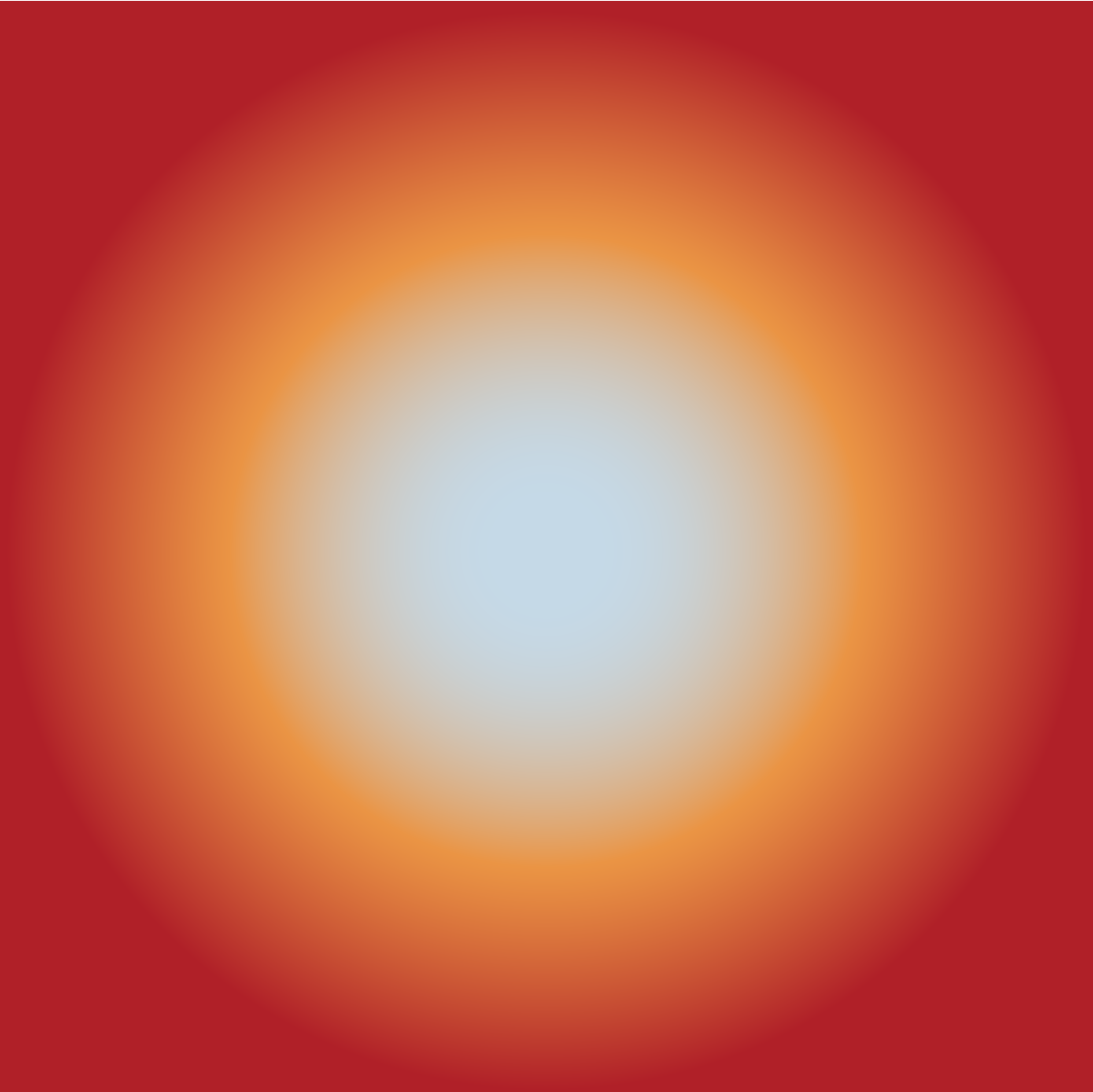 Abstract radial gradient with a pale blue center fading through orange to dark red edges