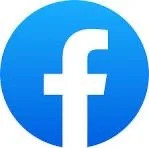 Facebook logo in blue circle with white 'f'