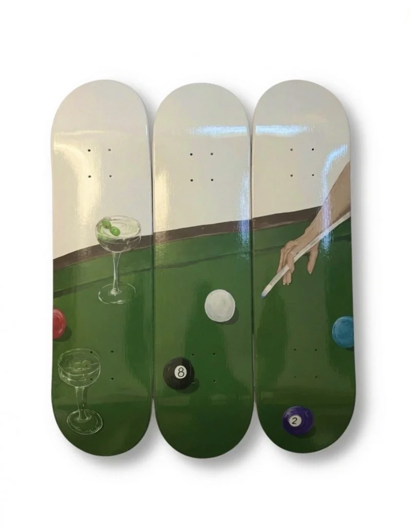 Three custom painted decks