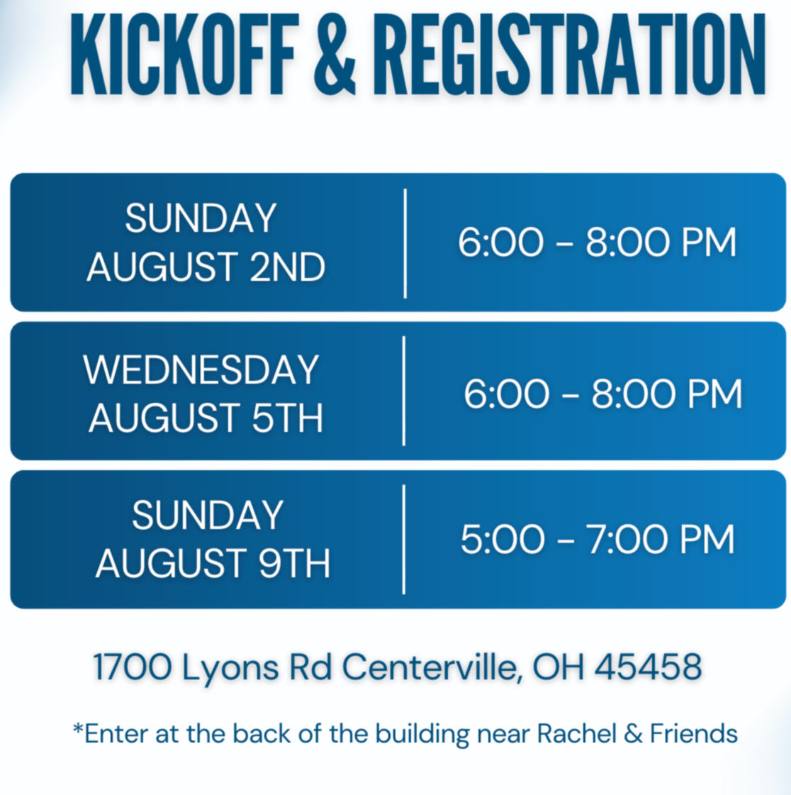 Kickoff &amp; Registration Days