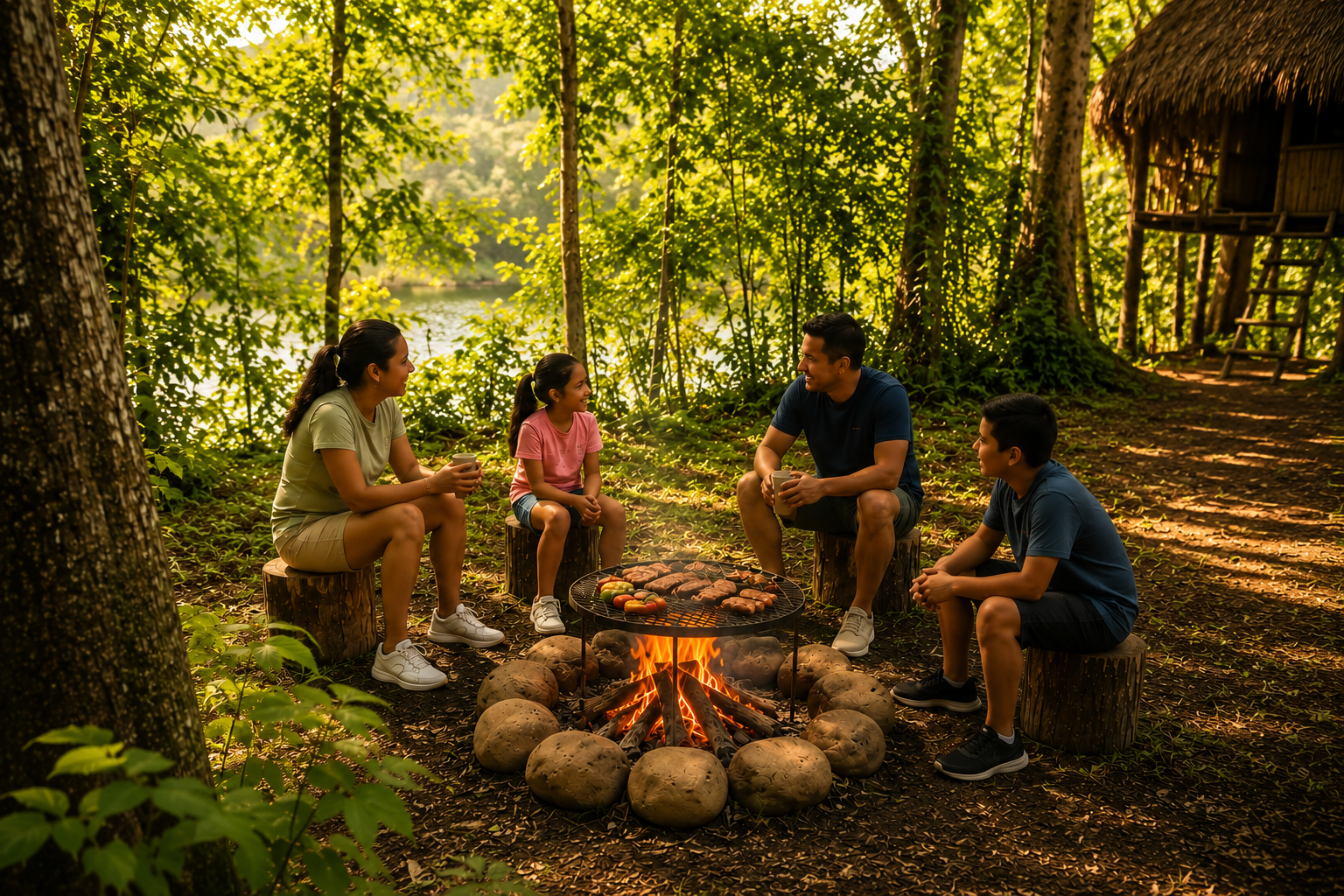Zona de barbacoa y fogata para disfrutar al aire libre en Refugio del Río, Santa Fe