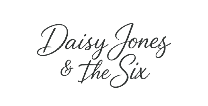 Elegant black and white logo with the text 'Daisy Jones & The Six' in cursive font.