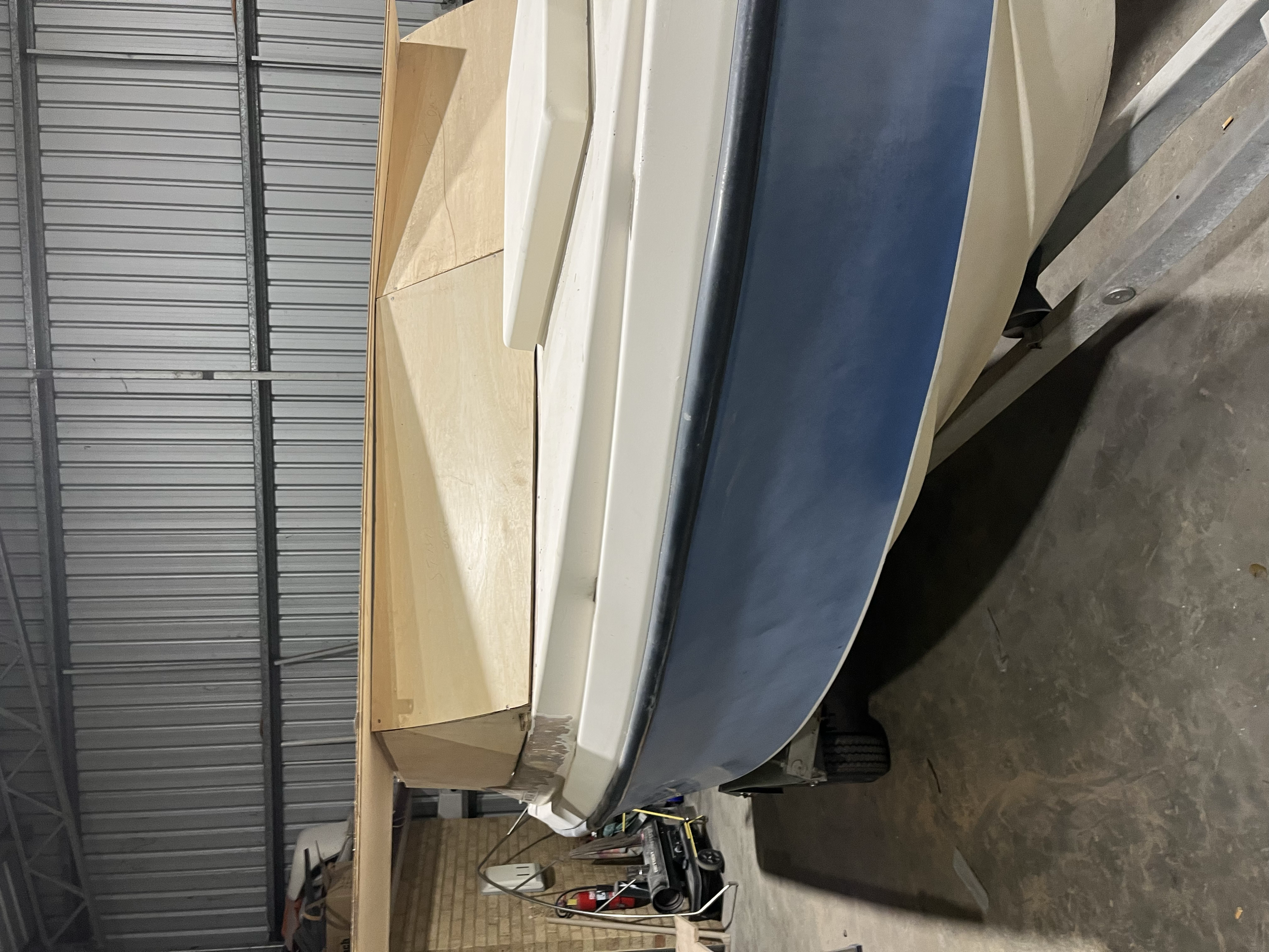 Before Cabin Extension: Plywood dummy of previous short cab profile