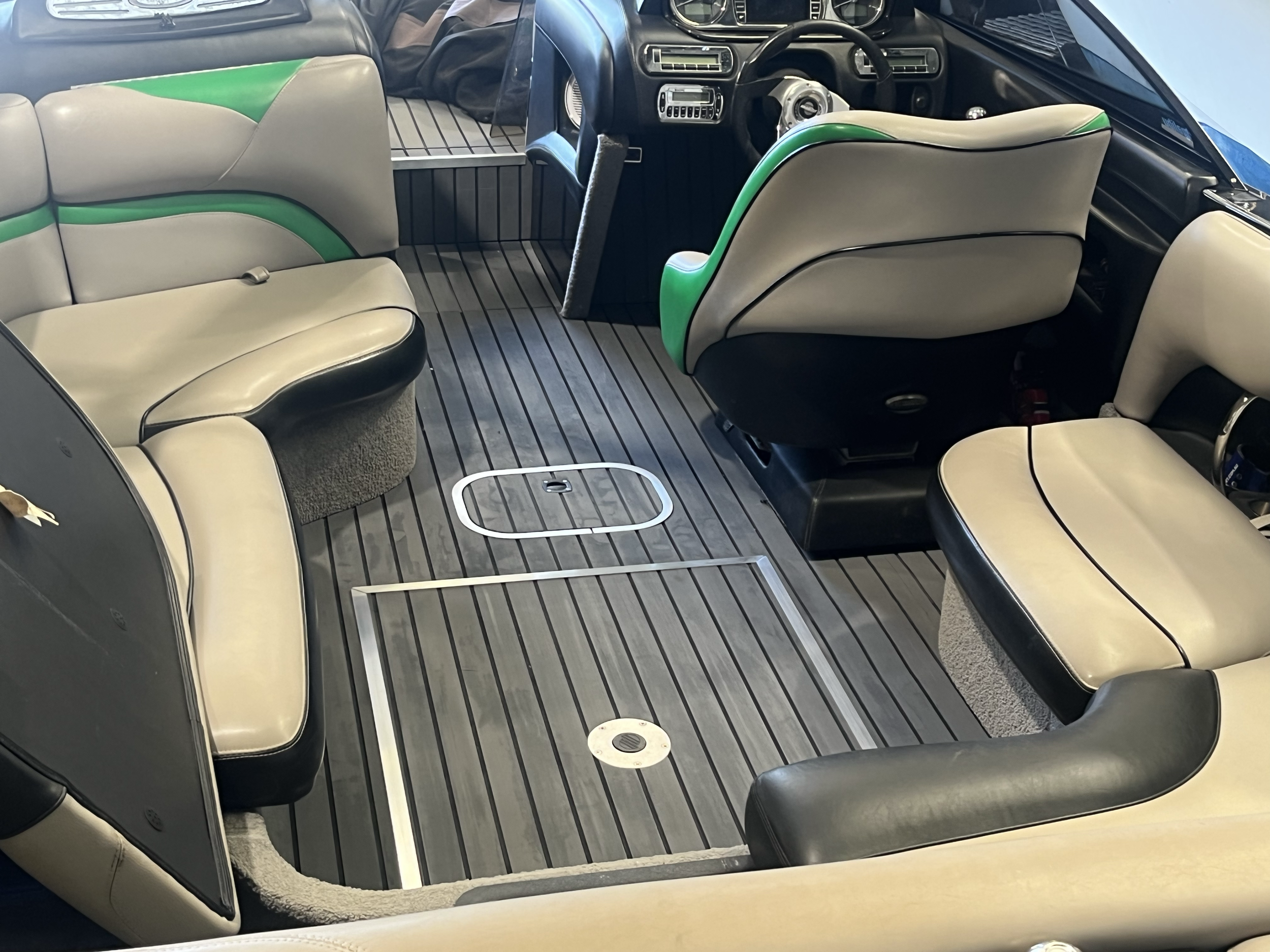 After: Custom EVA flooring replacement on wake boat