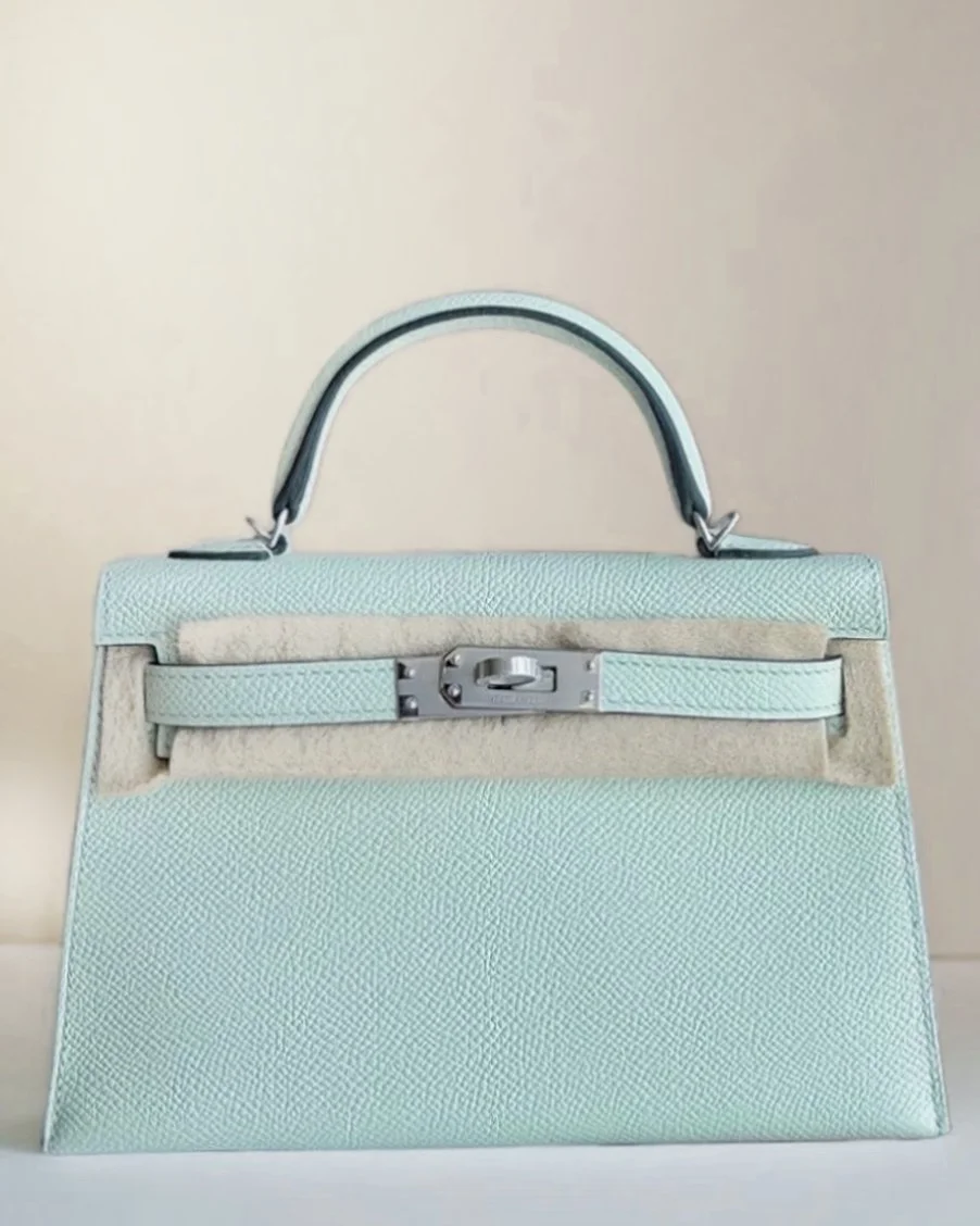Hermès Mini Kelly II Selier Vert D’Eau (6U) Madame Leather Palladium hardware Year G (2026)