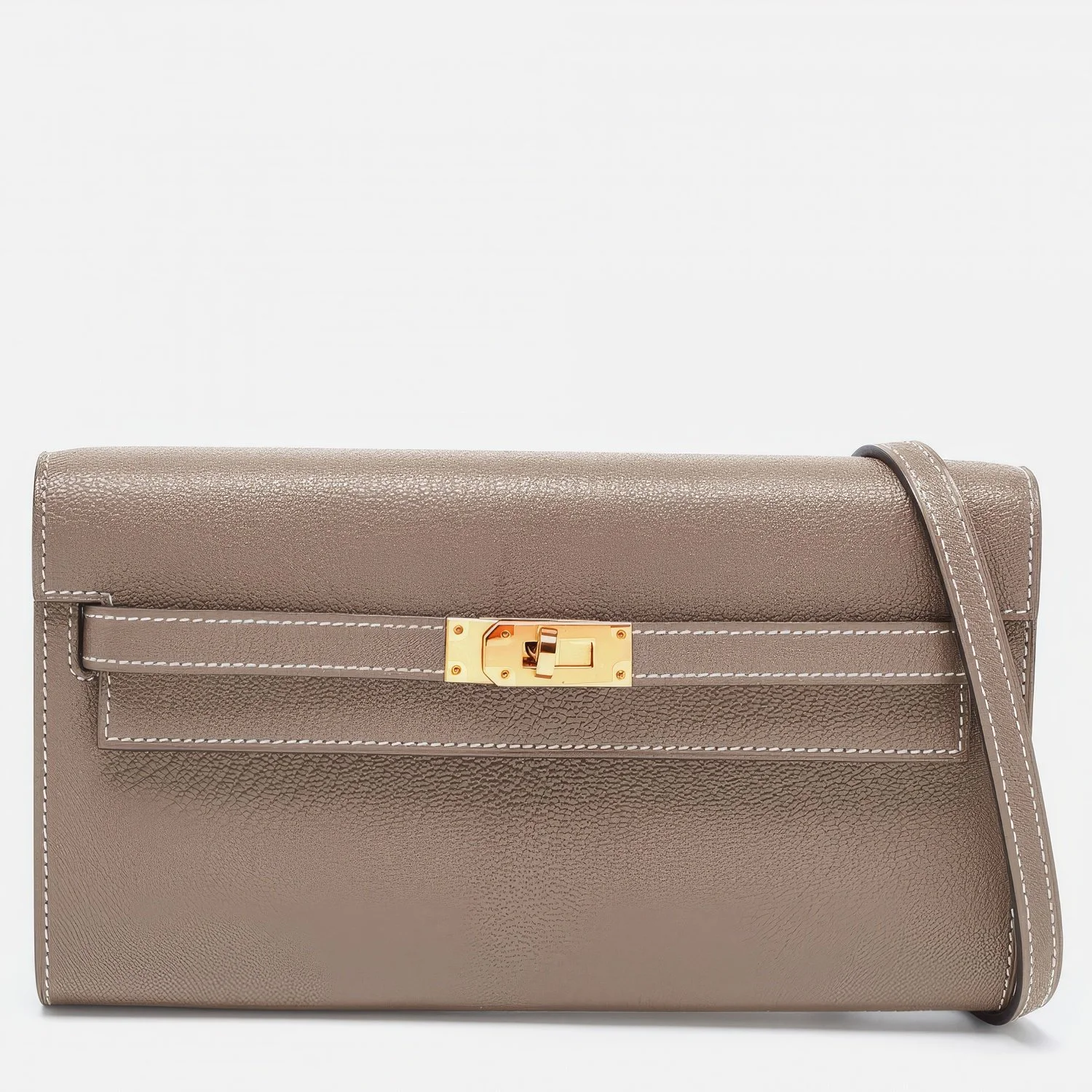 Hermes Kelly to go Wallet, Chevre Leather in Etoupe (18) , Gold Hardware, Stamp W, Brand New