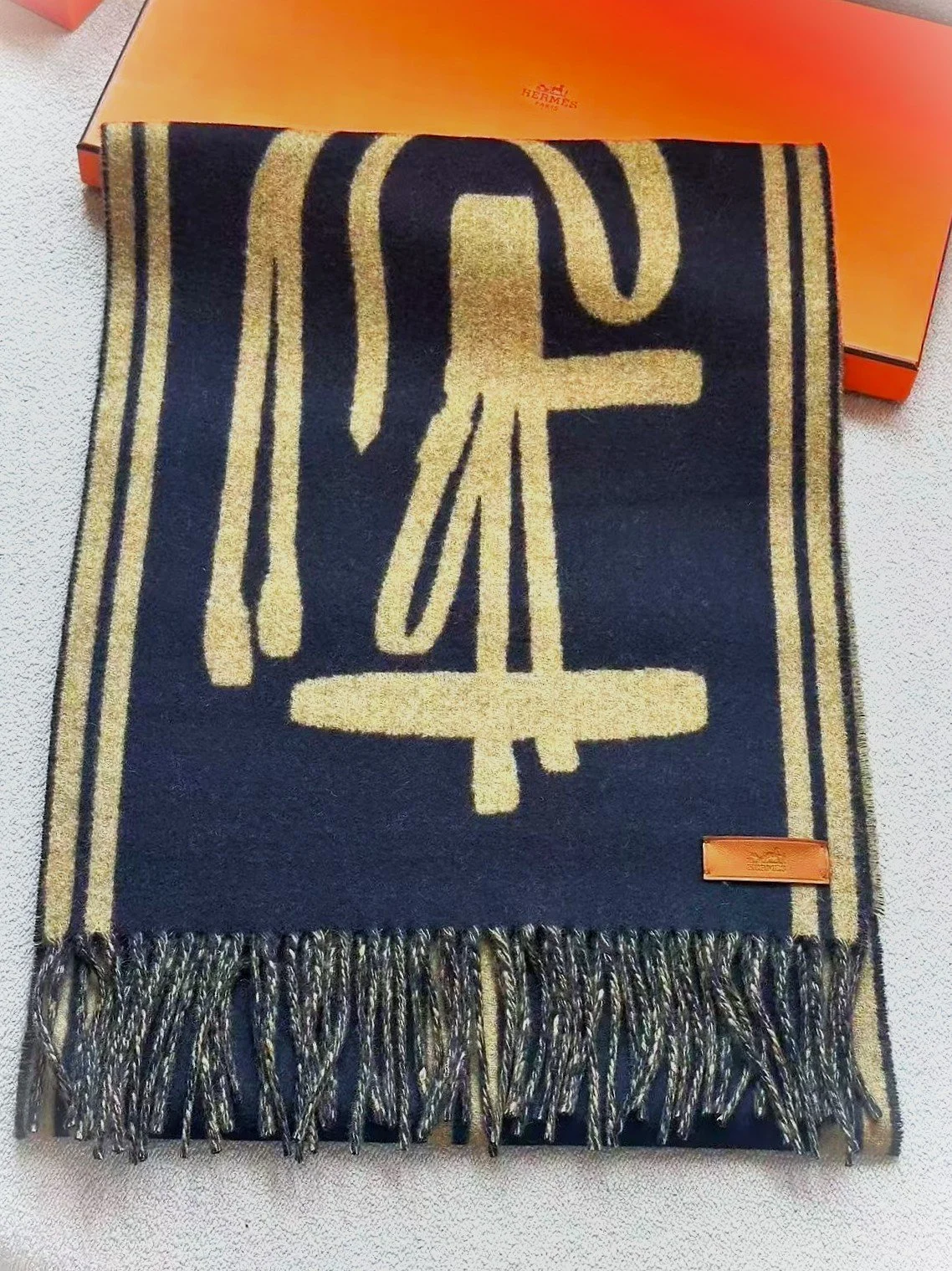Hermès Cashmere Scarf (30x160cm) Tête-à-Tête Équestre