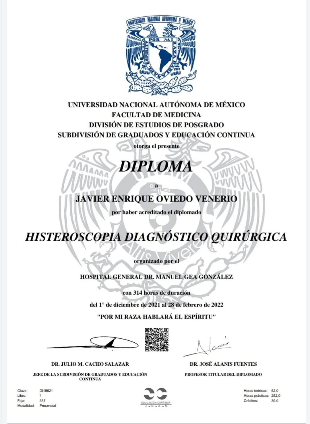 Diplomado internacional Histeroscopia Diagnostica Quirurgica UNAM