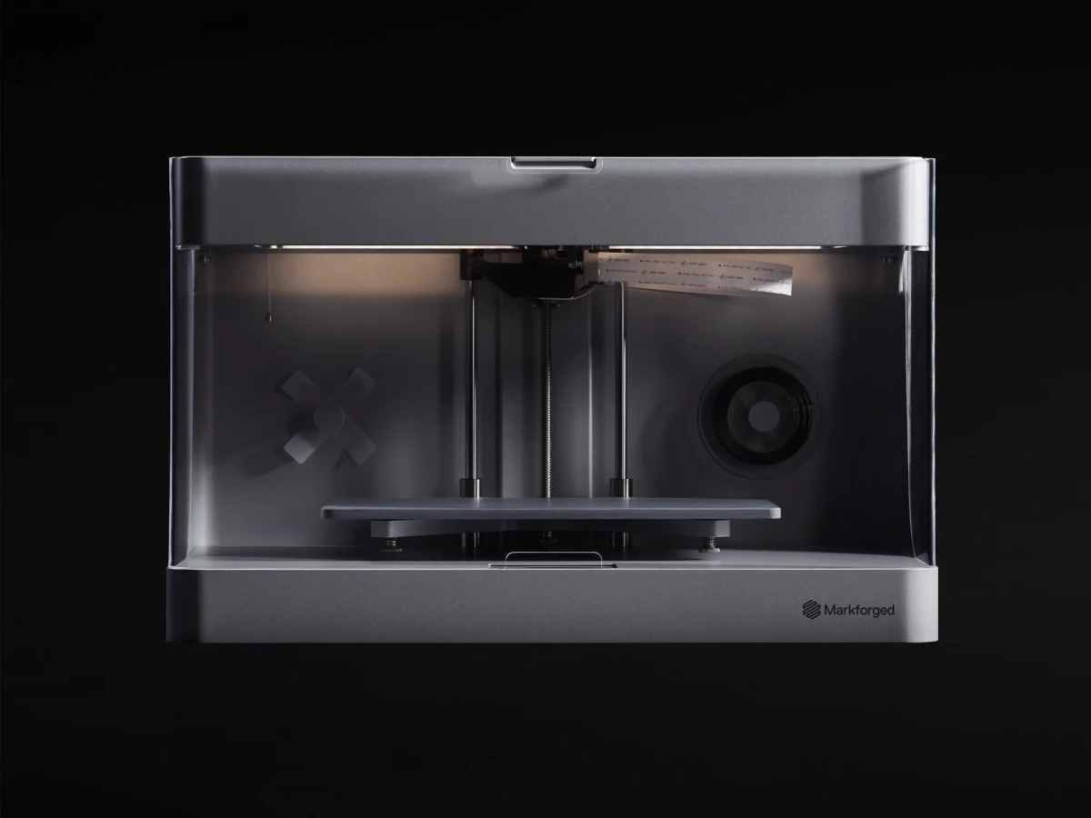 Markforged Mark Two industrial continuous carbon fiber 3D printer.