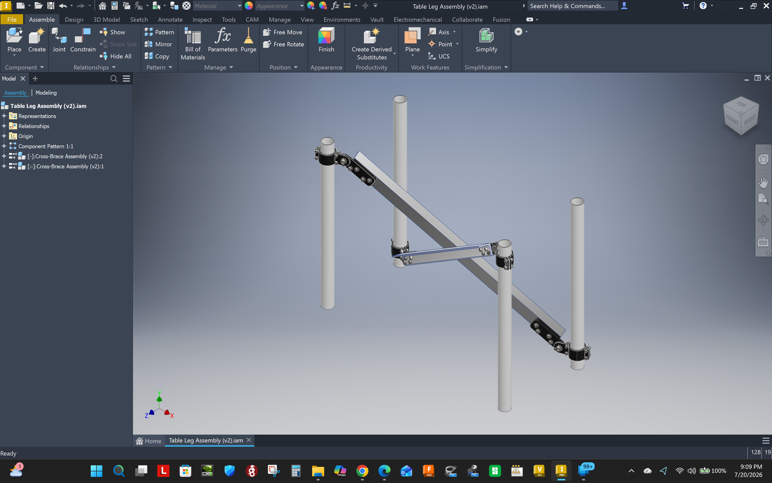 Autodesk Inventor custom mechanical assembly design.