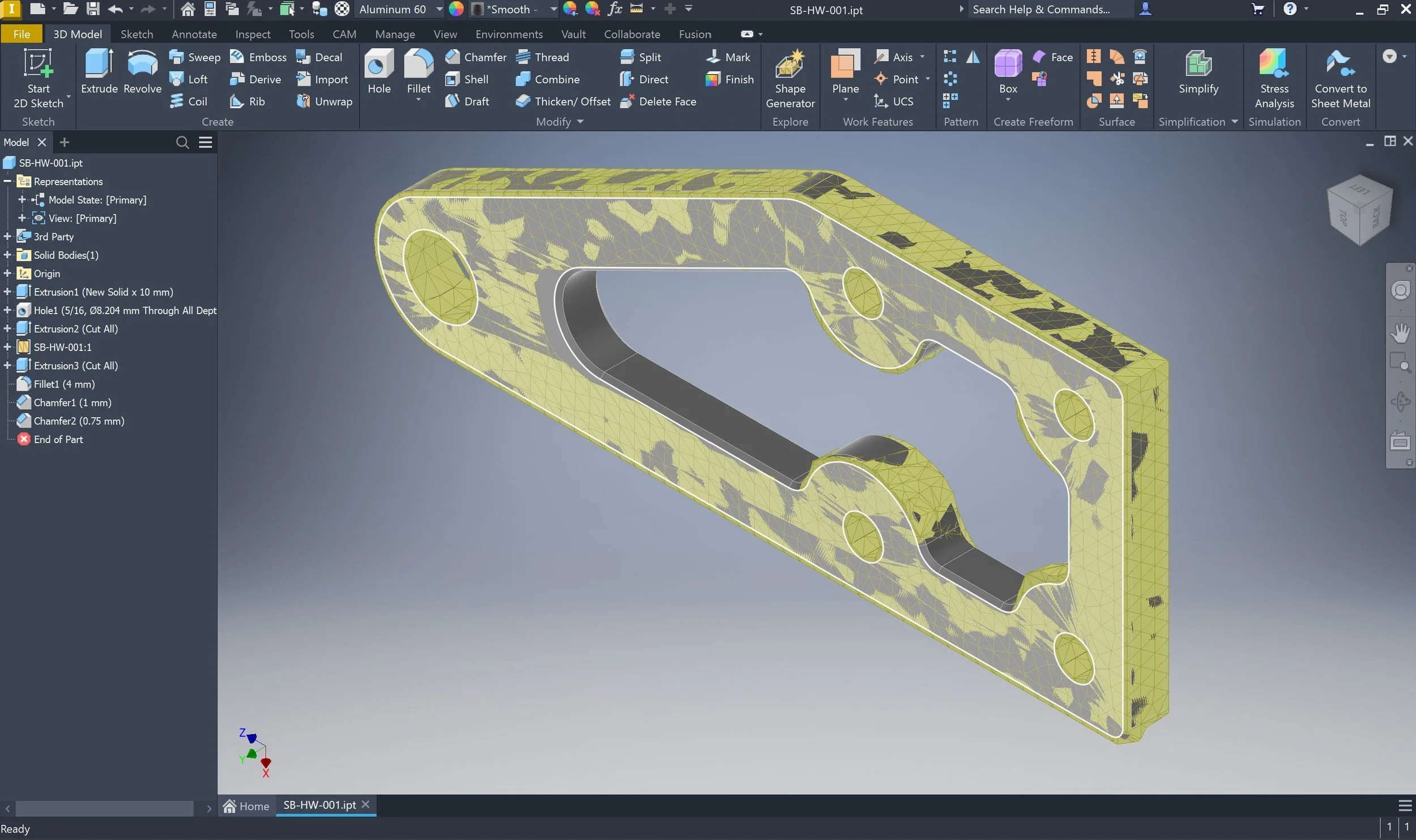 Autodesk Inventor Shape Generator topology optimization workflow.