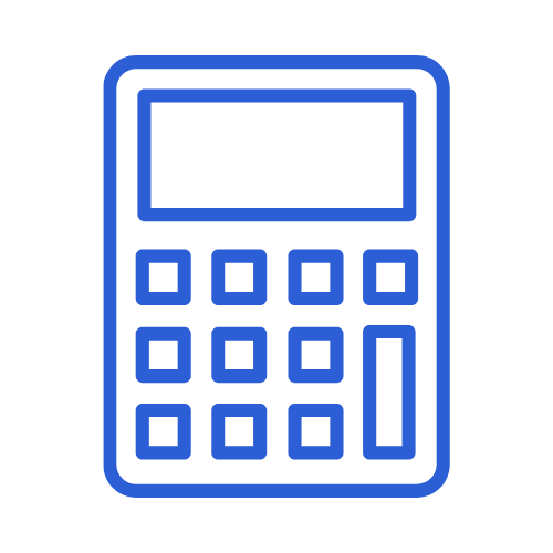 Outline of a calculator with a display screen and buttons