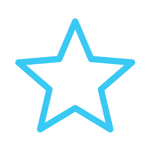 Blue neon outline of a star on a black background.