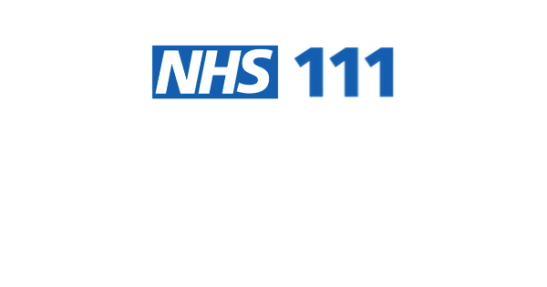 NHS logo with the number 111 in blue on a white background.