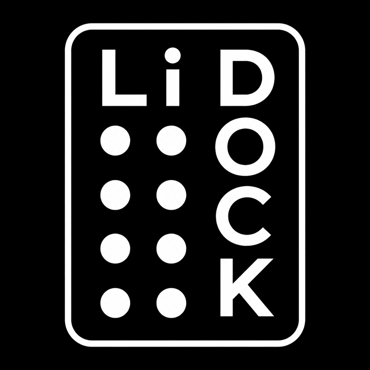 Black and white image of a medication blister pack with the words 'LIDOCK' and a grid of circles representing pills.