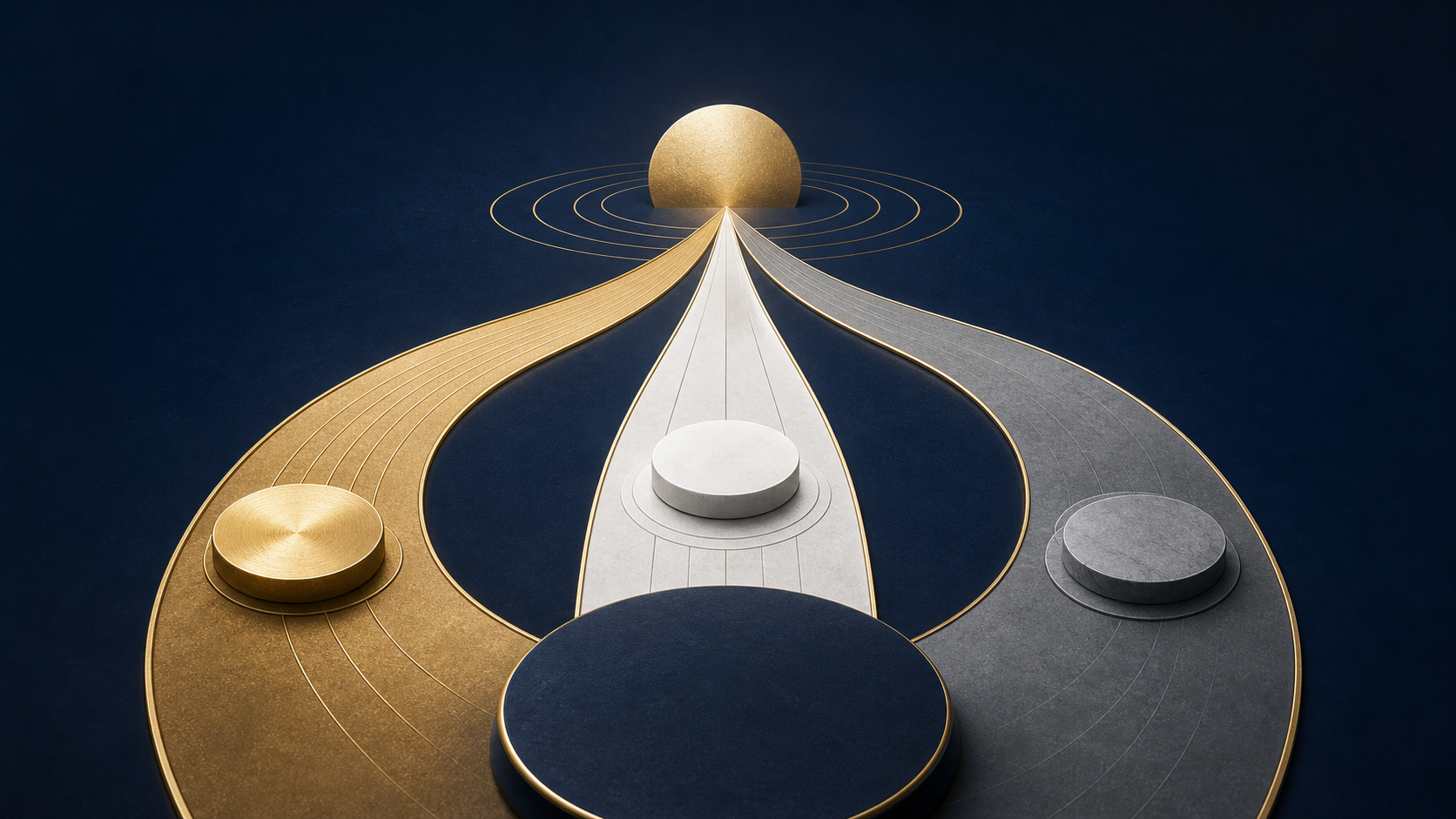 Three advisory pathways connecting an executive challenge to a clear organizational outcome.