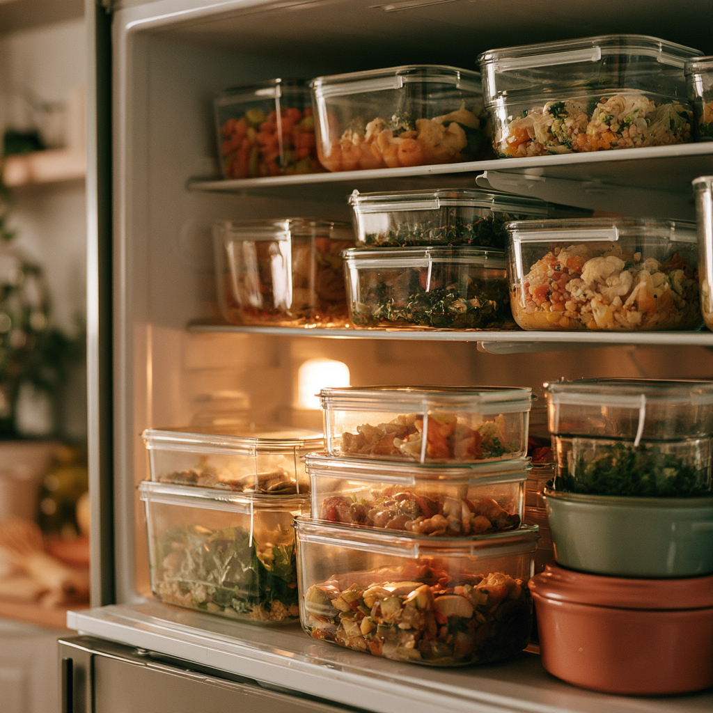 Un frigo rempli de plats maison