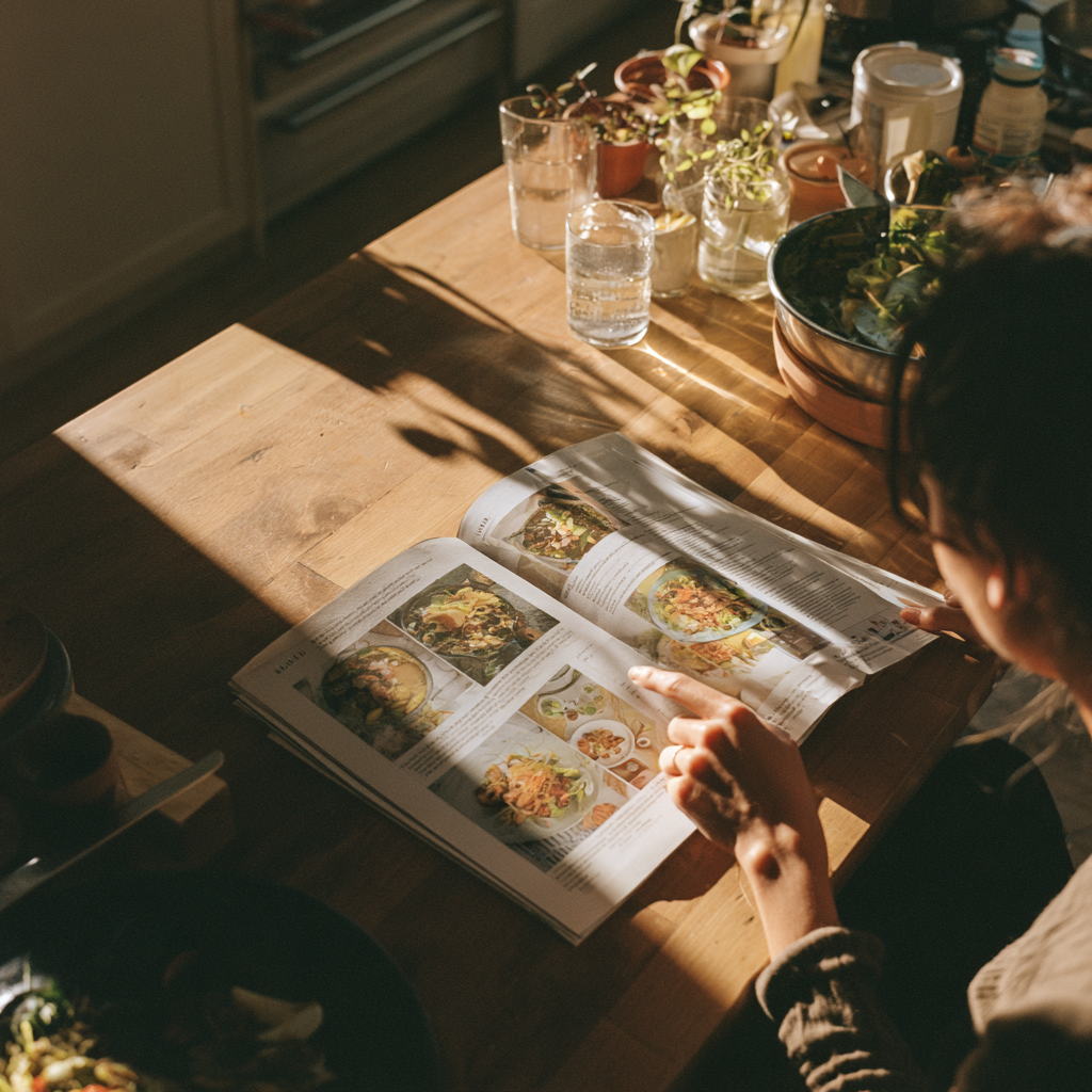Une femme choisi son menu