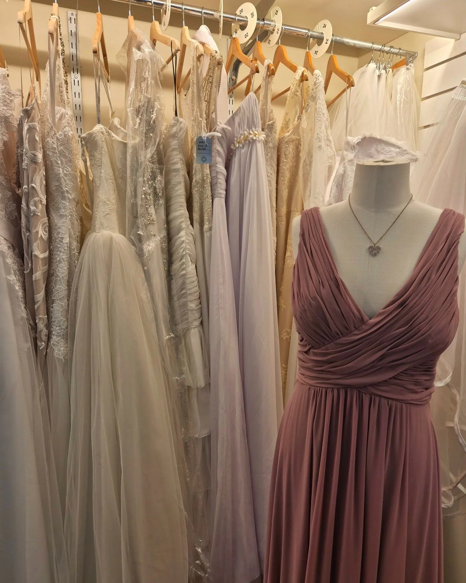 Wondering what you'll find in our salon?

We have so many wonderful dresses in sizes from 6 to 24 (in bridal dresses) or 26 (in bridesmaids dresses).

Due to us just starting out, and us being a very small, family run business, all our bridal dresses