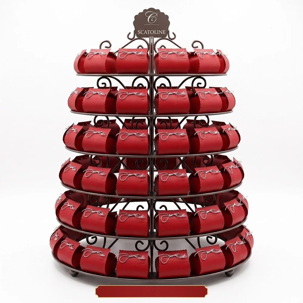 Set 36 Scatoline Portaconfetti Rosse (60x60x40 mm) + Nastrini Inclusi