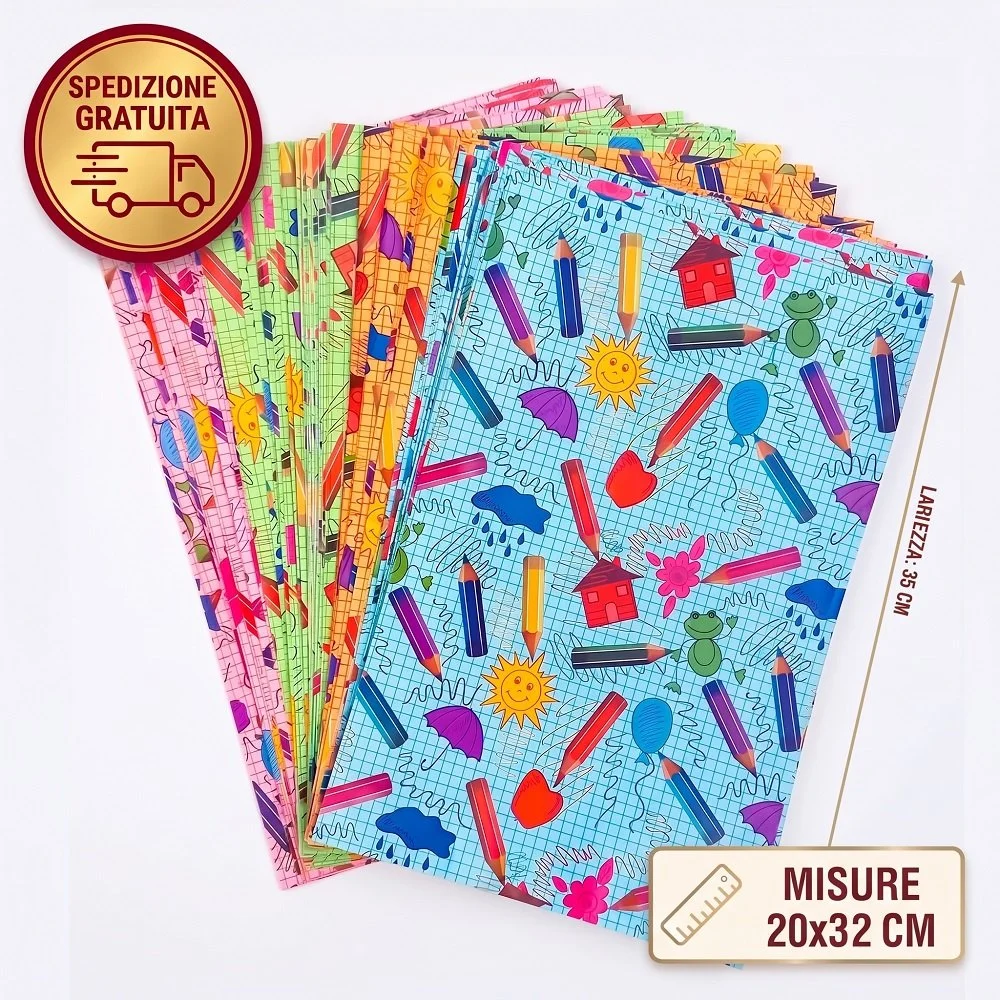 Set 30 Buste Regalo Tema Scuola 20x32 cm – Fantasie Assortite per Feste e Gadget